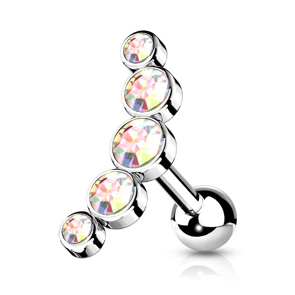 Order & Smile Schmuck Piercing-Set Helix Piercing „5 Kristalle gebogen“