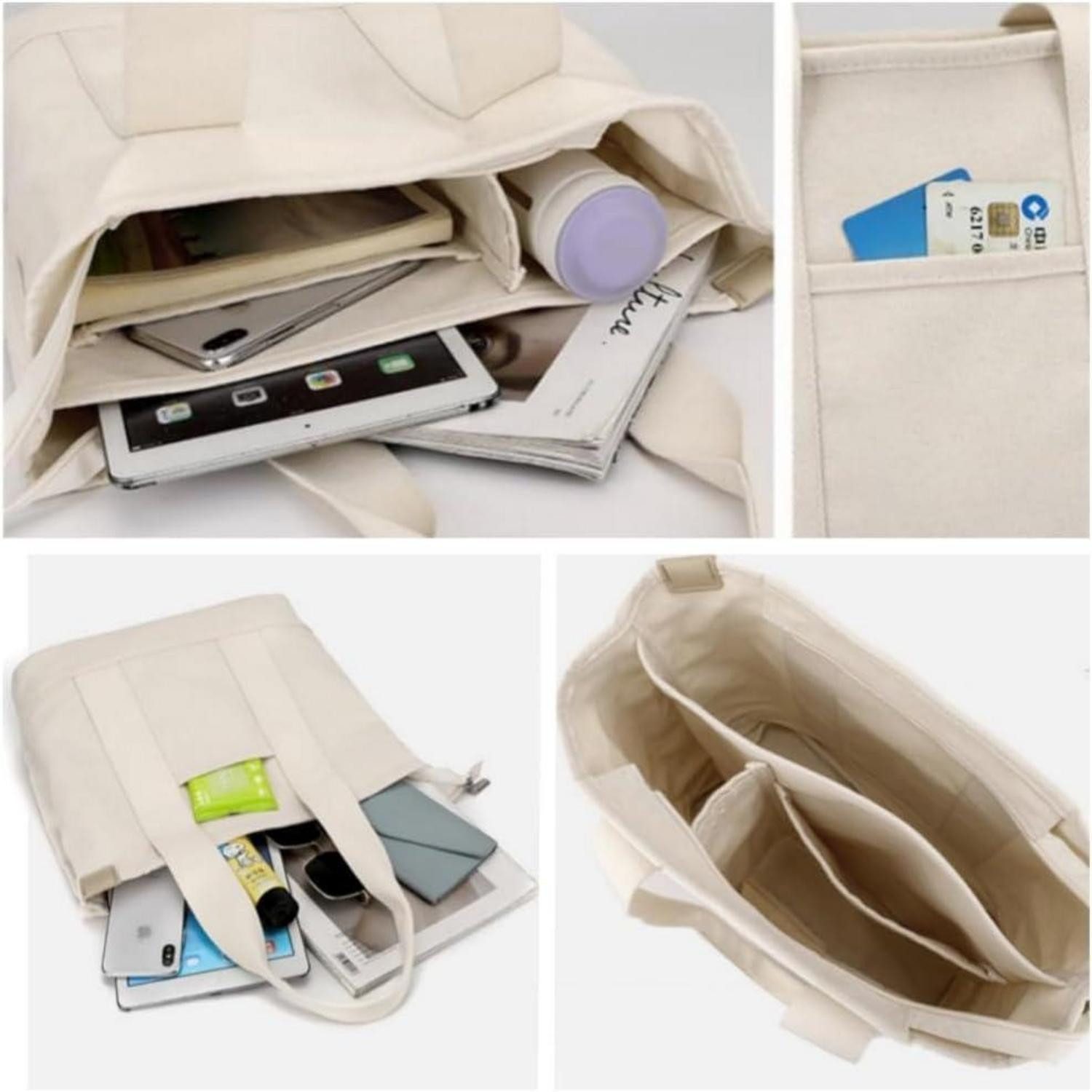 LuxusKollektion Handtasche Handtasche Canvas Damen Umhängetasche Reißverschluss #6 Khaki