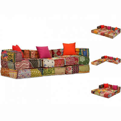 vidaXL Sofa 3-Sitzer Modularer Pouf Patchwork Stoff