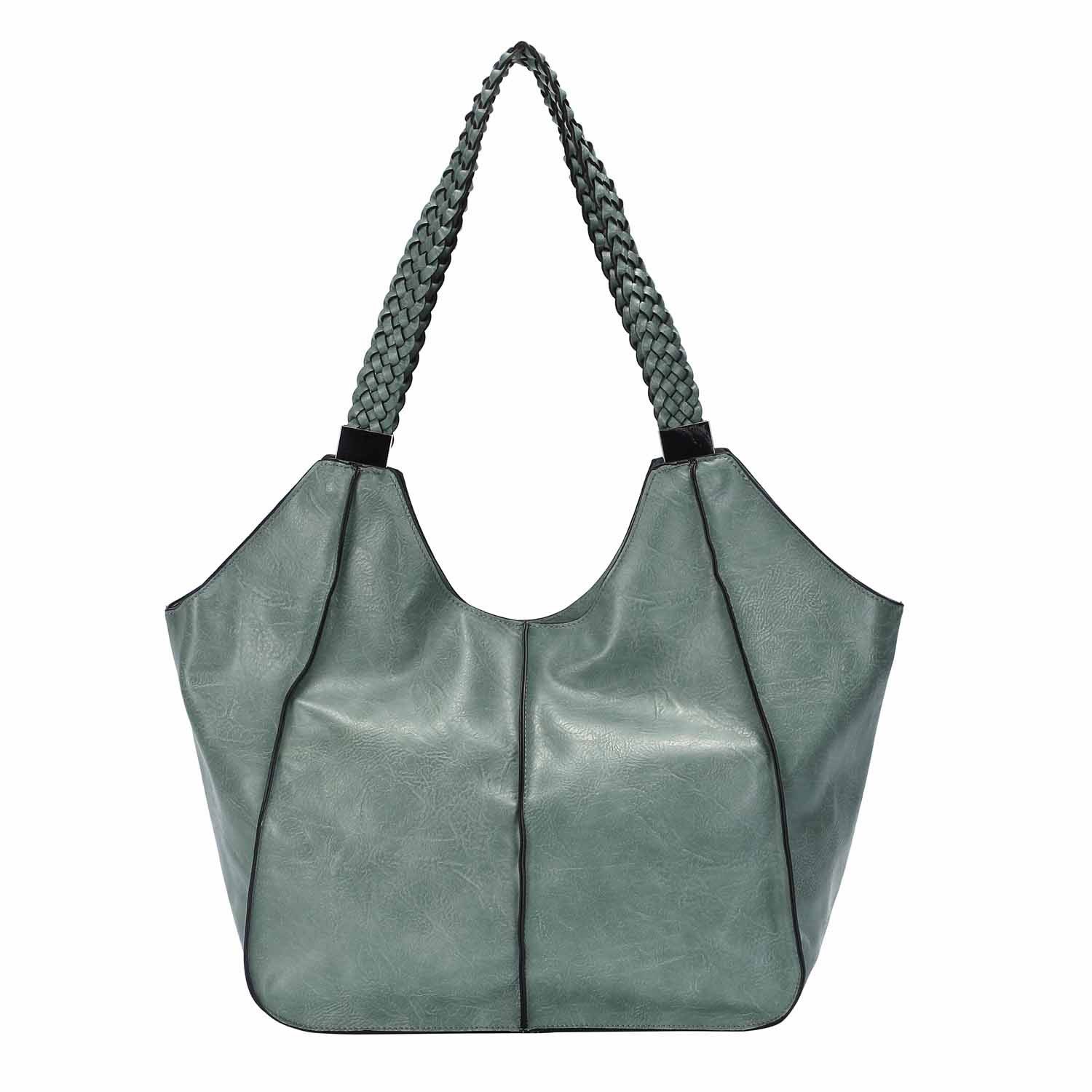 ITALYSHOP24 Schultertasche Damen XXL FLECHTOPTIK Hand-Tasche Shopper Businesstasche Workbag, Tote Bag Reisetasche Henkeltasche Beuteltasche Hobo Bag Weekender