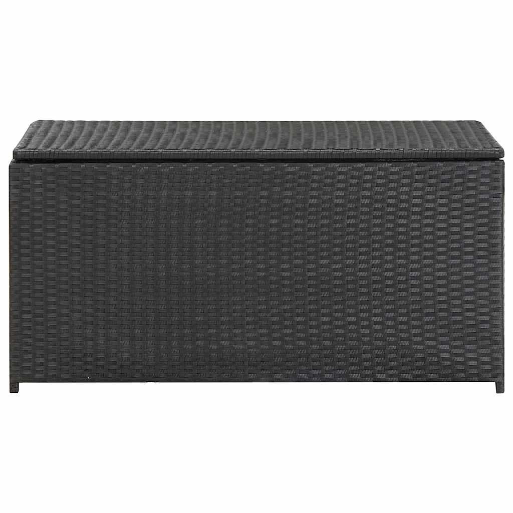 furnicato Gartenbox Auflagenbox Schwarz 100 x 50 x 50 cm aus Poly Rattan, Witterungsbeständige Kissenbox mit Gasdruckfeder und PE-Innenfutter