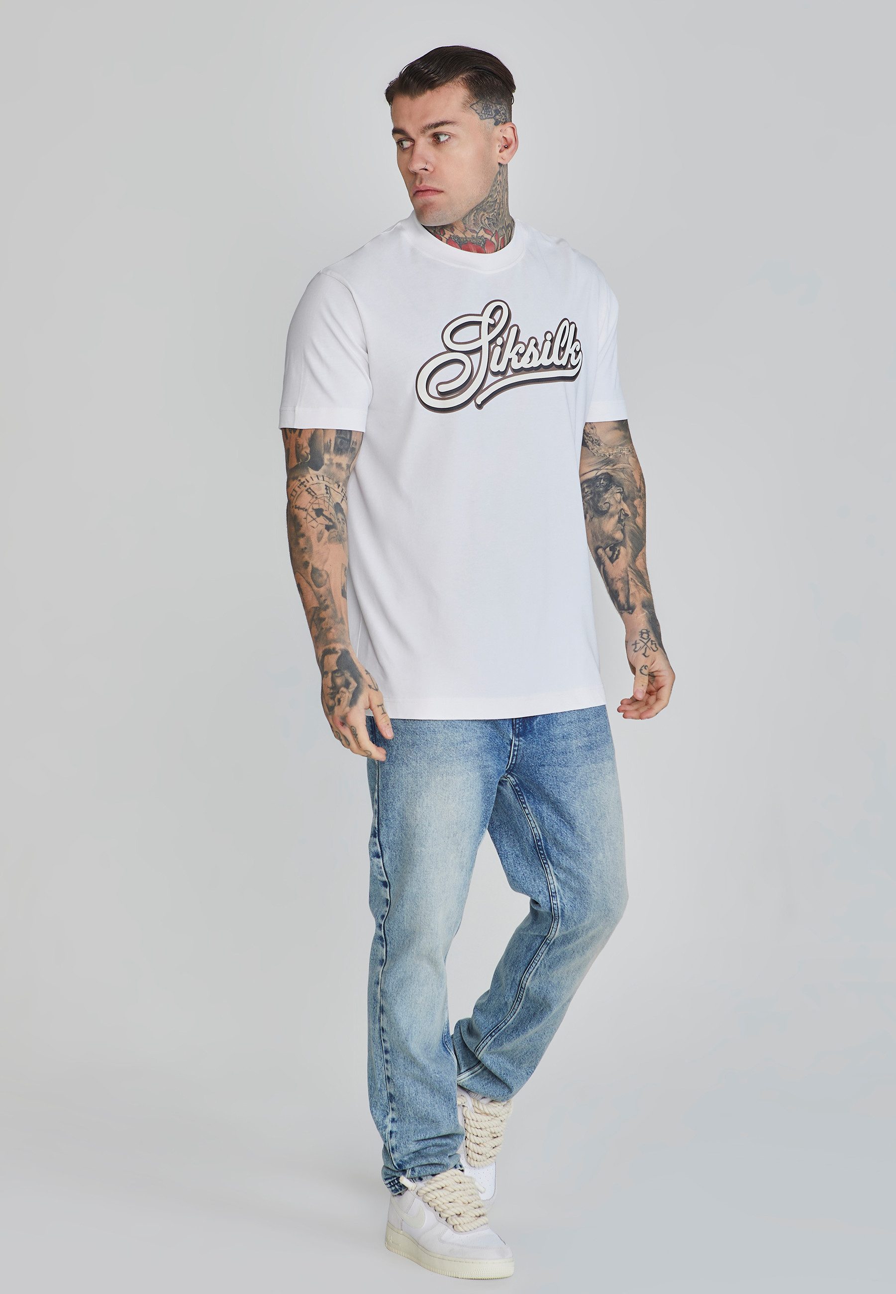 Siksilk T-Shirt SikSilk Herren Weißes Logo T-Shirt