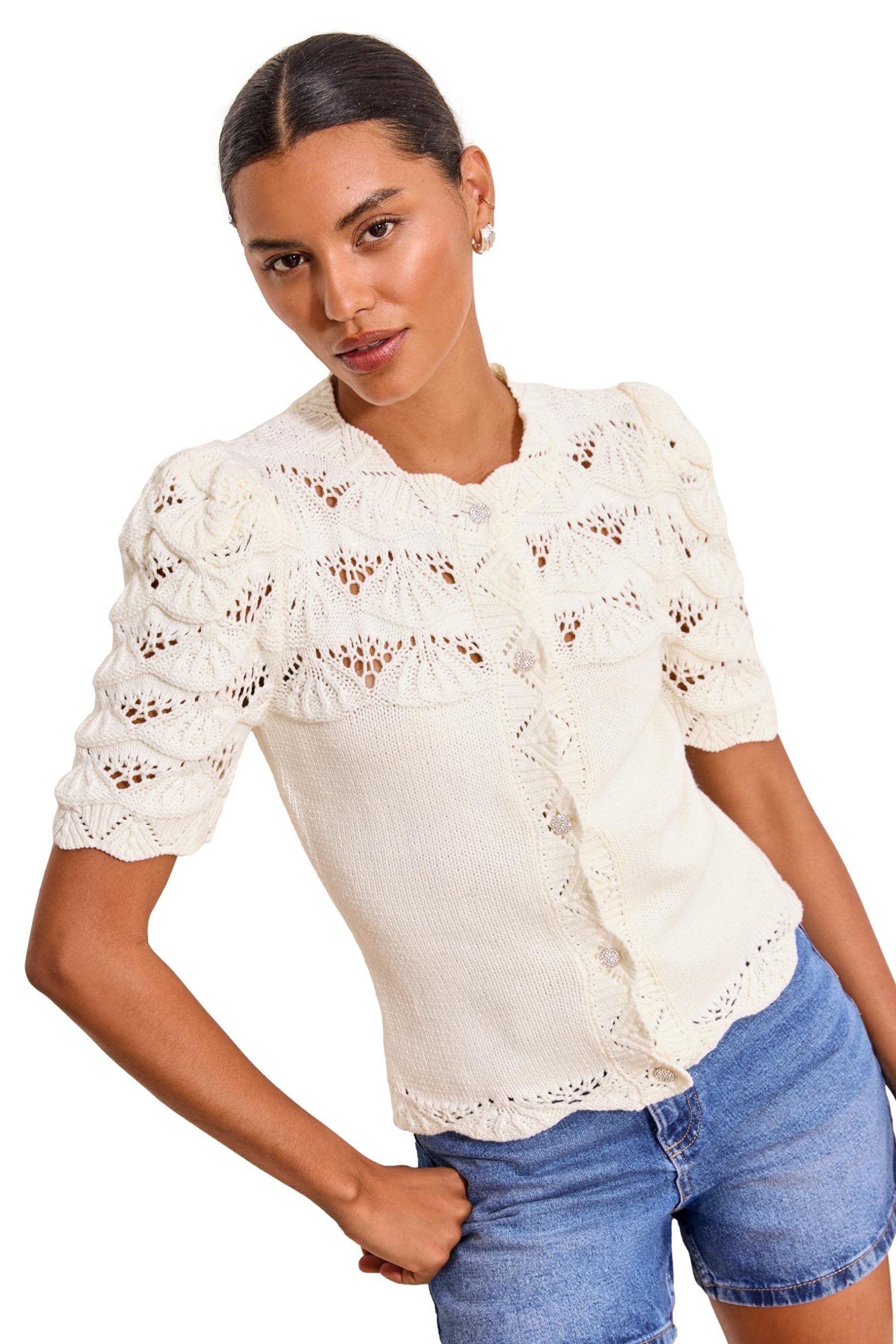 LIPSY Strickjacke Lipsy Strickjacke mit Bogenkante, Regular (1-tlg)
