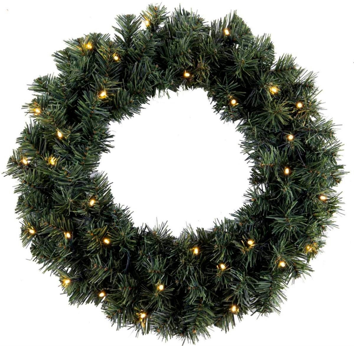 STAR TRADING Dekokranz LED Tannenkranz Türkranz beleuchtet Weihnachtskranz für Außen D: 50cm