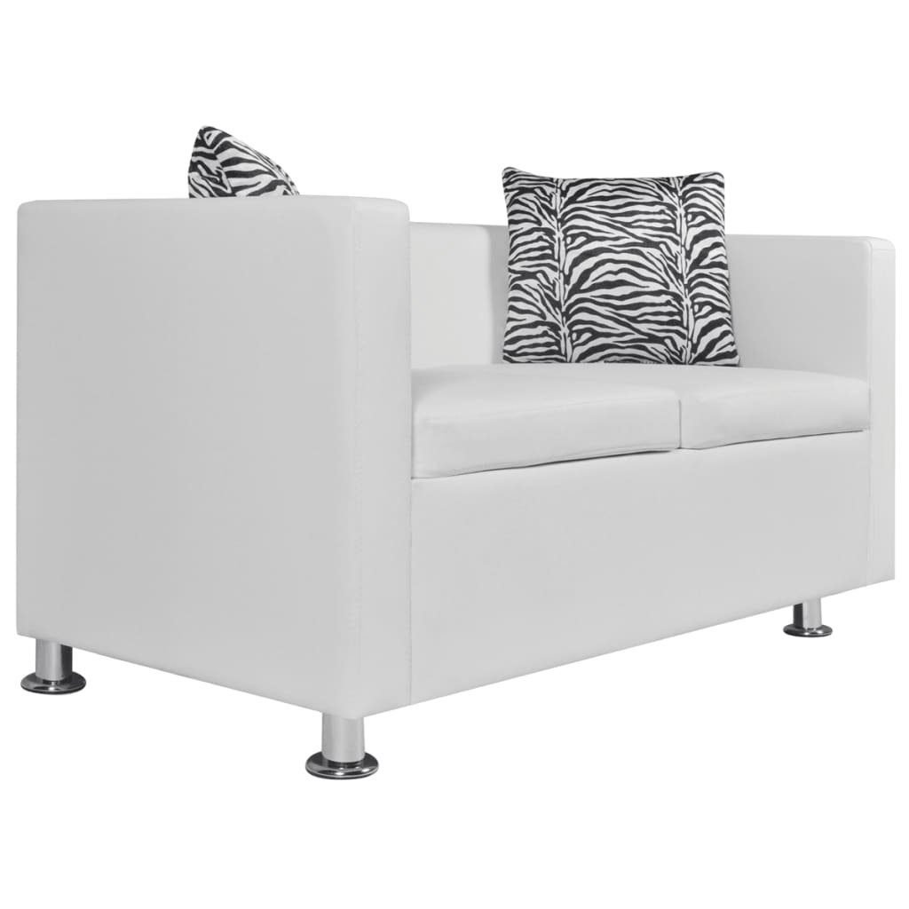 Weiß Kunstleder 2-Sitzer-Sofa vidaXL Couch Sofa