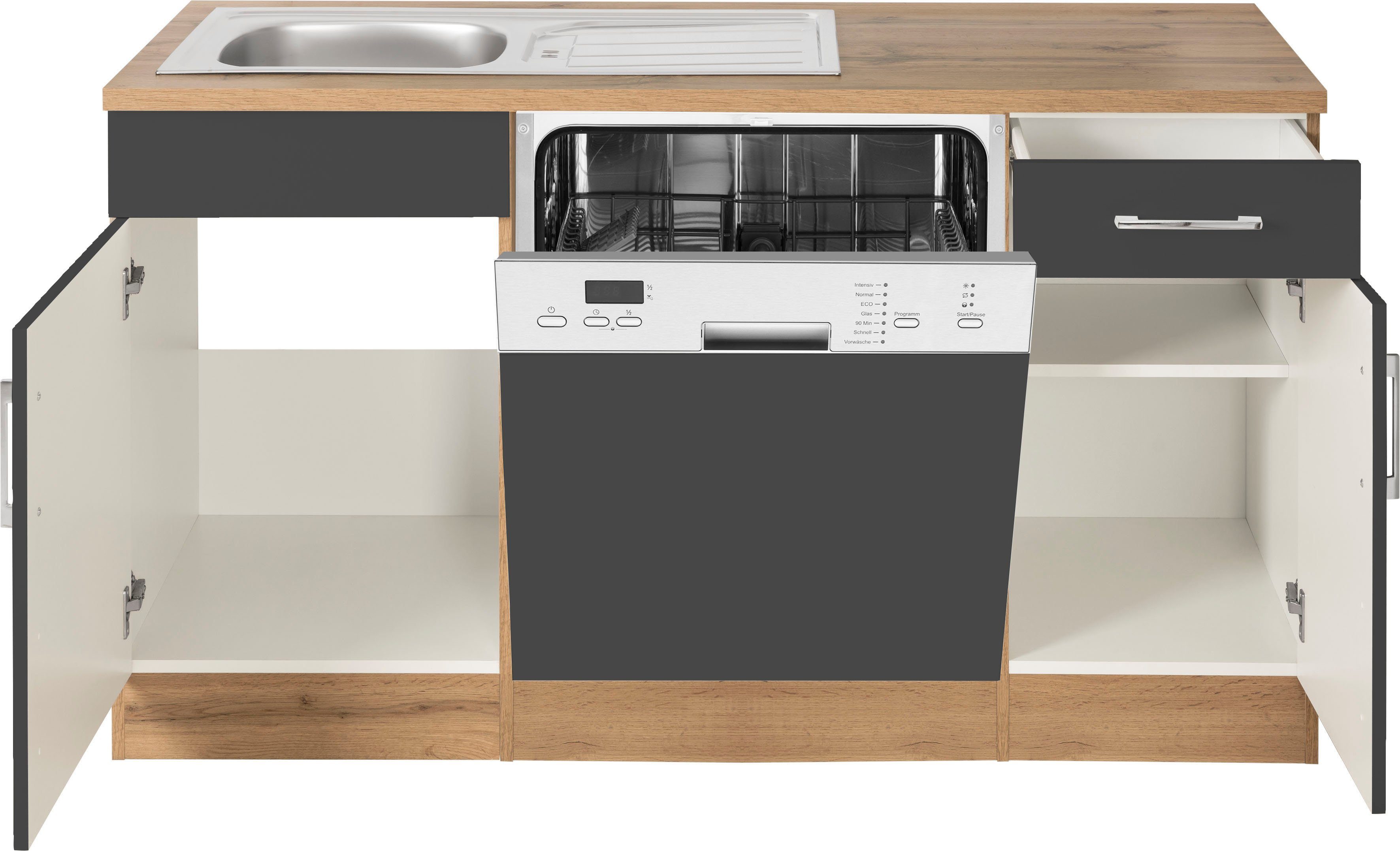 KOCHSTATION Winkelküche KS-Colmar, mit E-Geräten, Stellbreite 210/330 cm