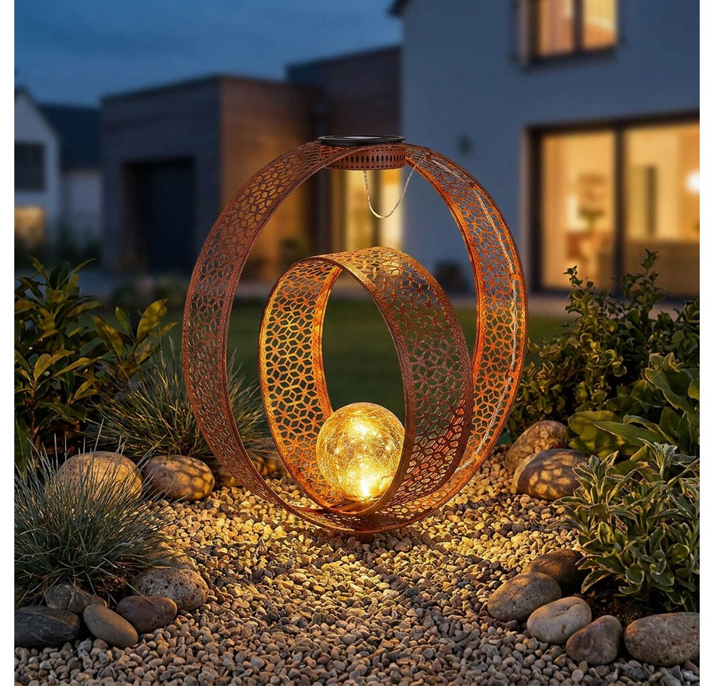 GLOBO LIGHTING LED Solarleuchte, LED-Leuchtmittel fest verbaut, Warmweiß, Solarlampe orientalische Kugel Dekoleuchte Garten