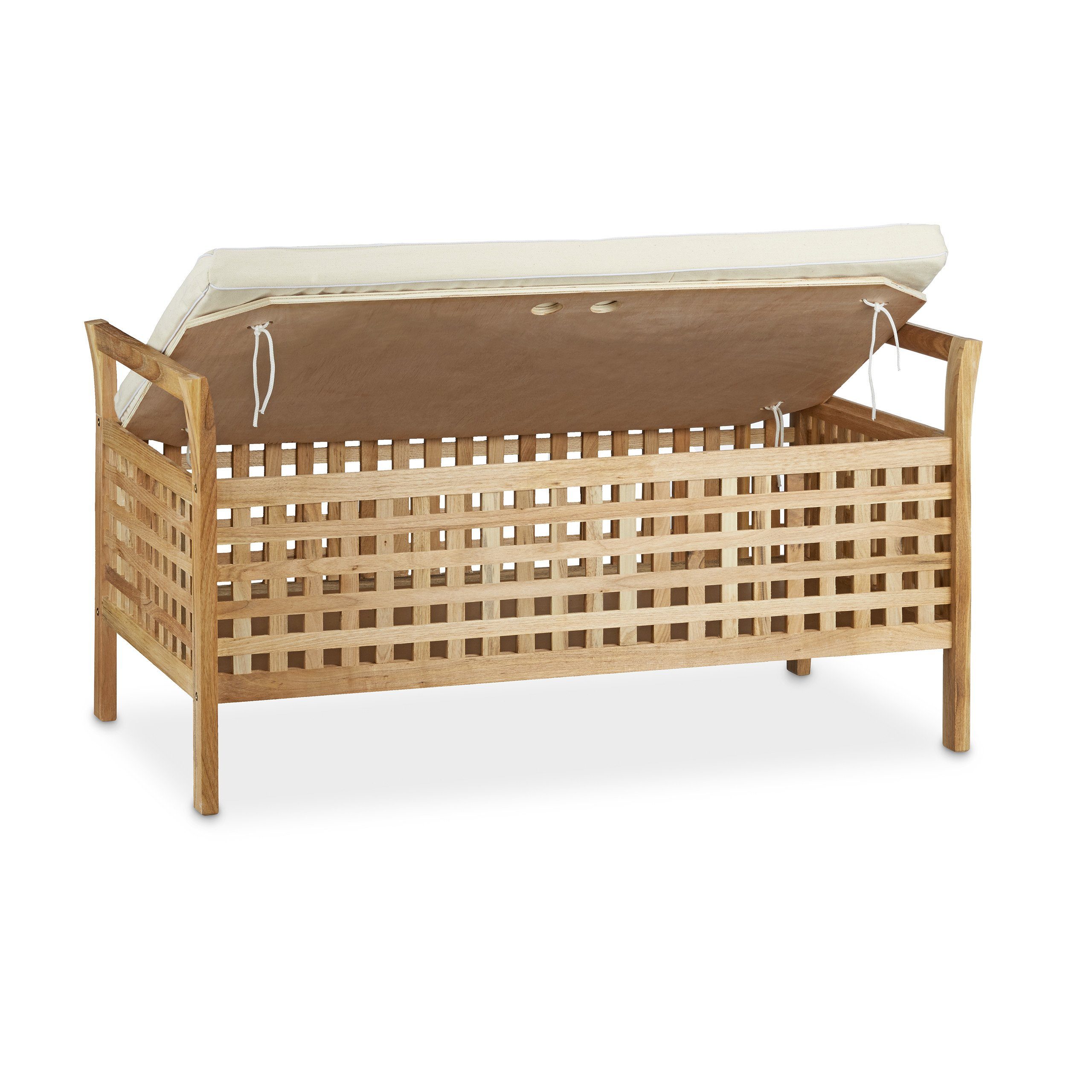 relaxdays Sitzbank Walnuss mit Stauraum (1-St) – Bild 5 von 5