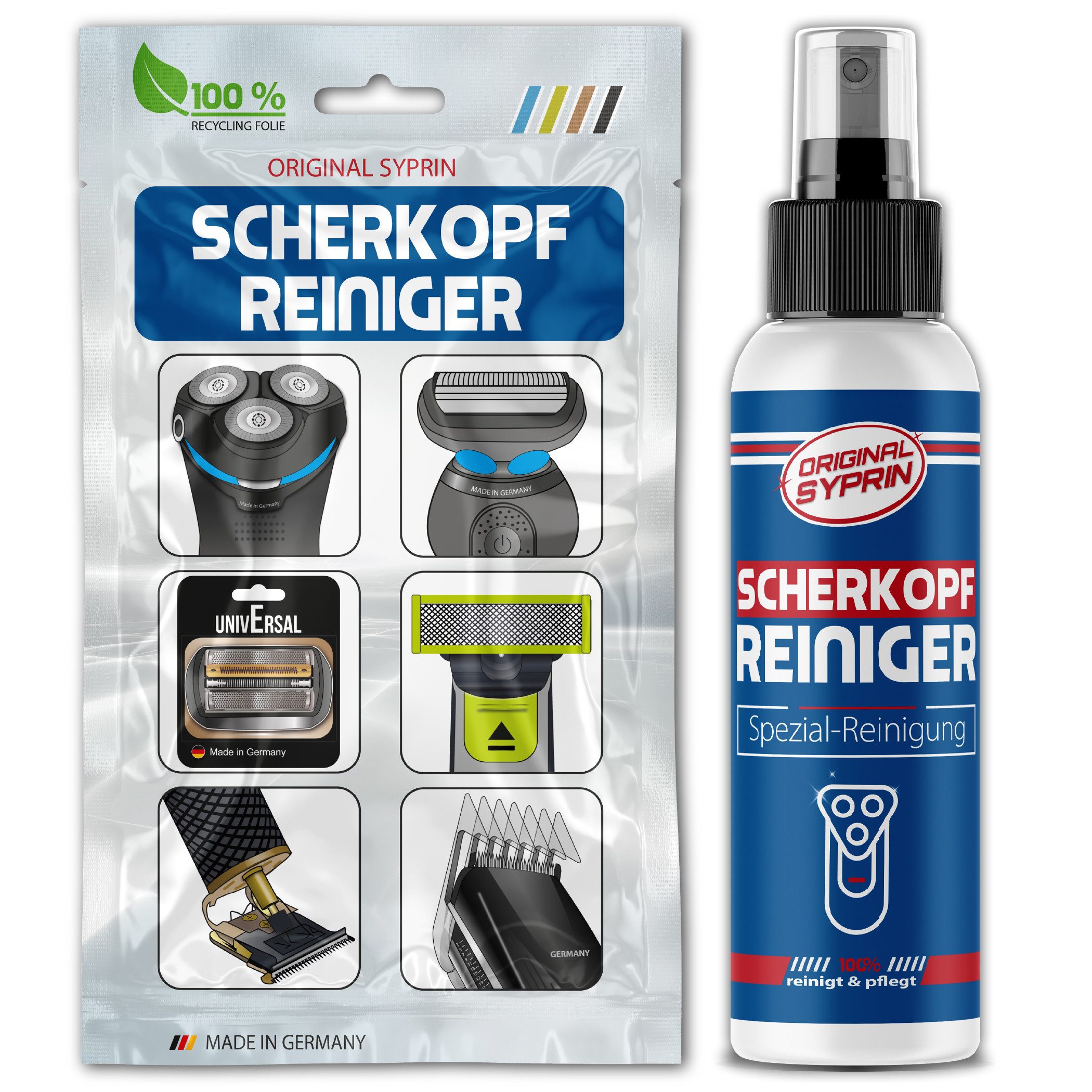 Original Syprin Scherkopfreiniger Spray für alle Electro Rasierer, Trimmer Scherkopfreiniger (Packung, [1-St. Spray für alle Electro Rasierer Reinigungsflüssigkeit für Haarschneidemaschinen Trimmer Barttrimmer)