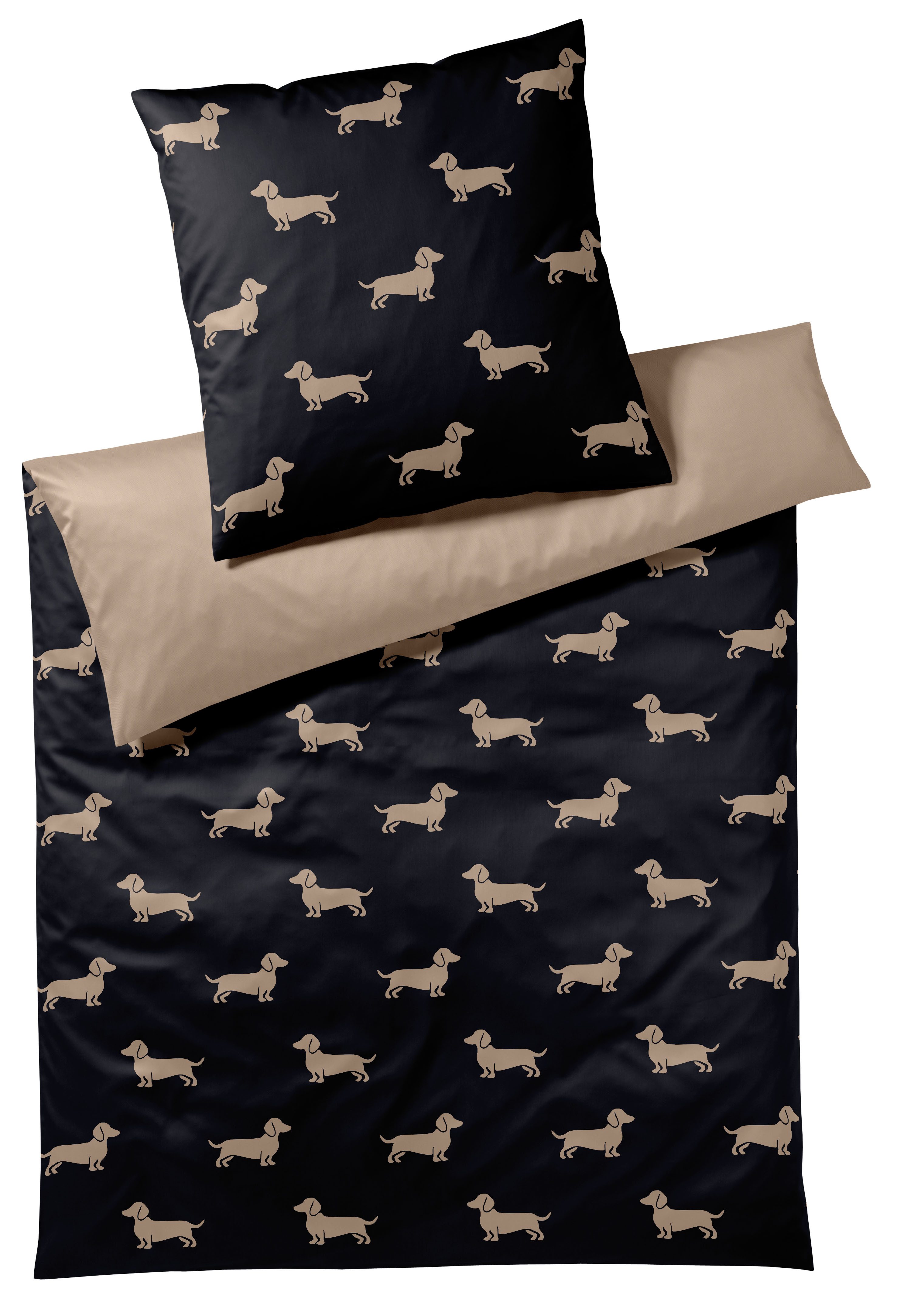 Elegante Bettwäsche Dogs, Mako-Satin, 2 teilig, angenehmes Hautgefühl