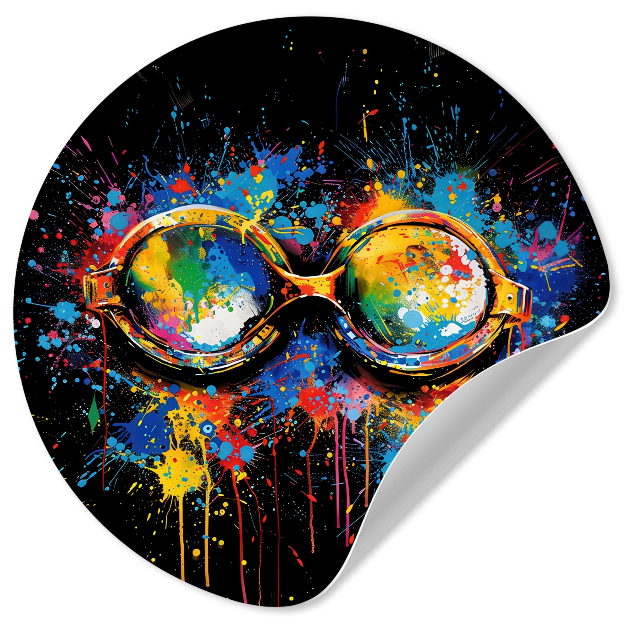 MuchoWow Wandsticker Graffiti - Sport - Schwimmen - Schwimmbrille (1 St), Wandtattoo Selbstklebend, Wohnzimmer Deko Aufkleber, 30x30 cm