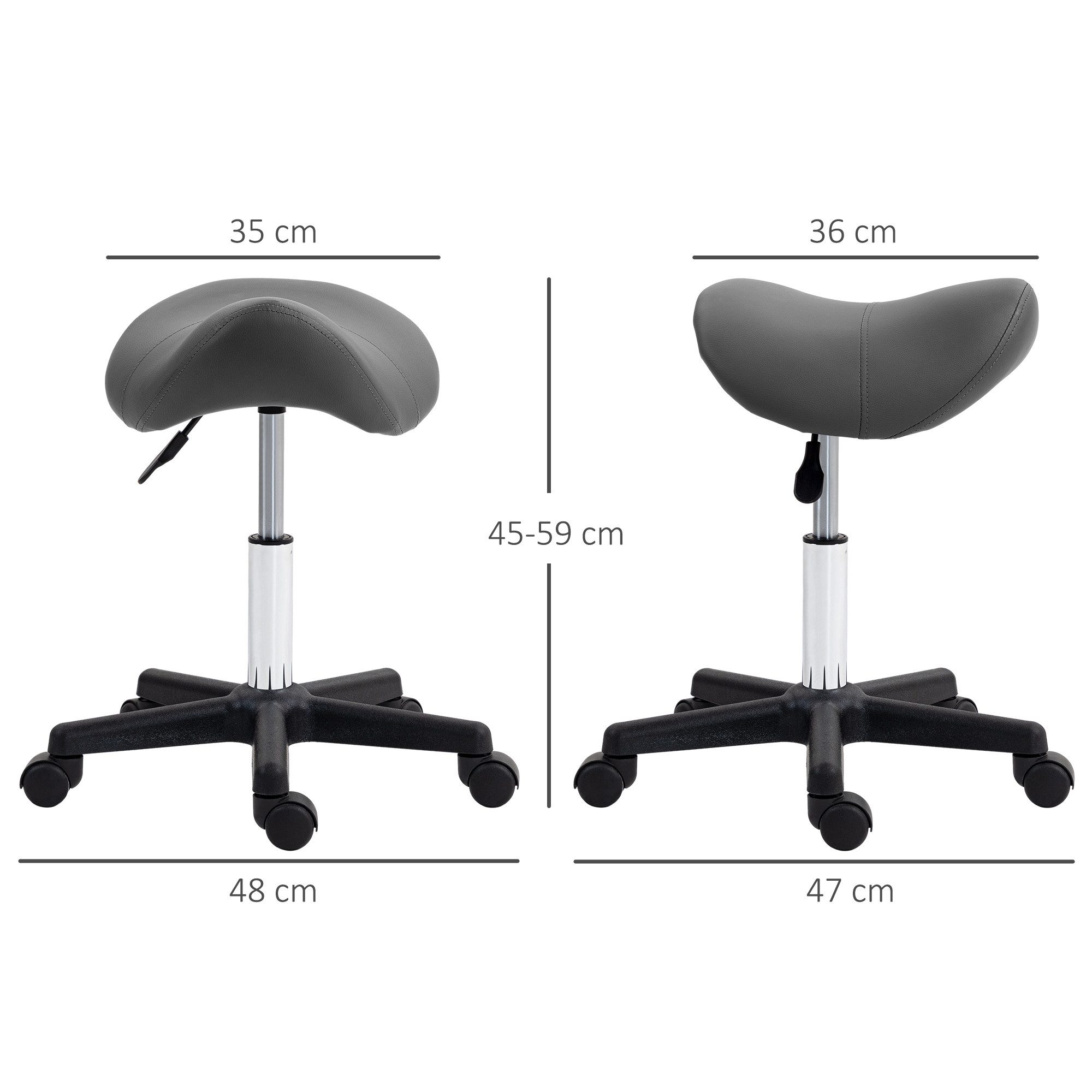 HOMCOM Rollsitz 360° drehbar (Salonhocker, 1 St., Drehhocker), höhenverstellbar, Grau