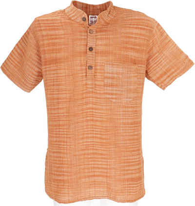 Guru-Shop Hemd & Shirt Natürliches Khadihemd aus Indien, Schlupfhemd -.. Ethno Style, alternative Bekleidung