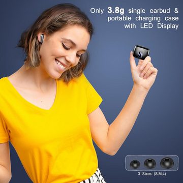 lukg Kabellos Bluetooth 5.3 mit 4 ENC Mic Tiefer Bass 48Std In-Ear-Kopfhörer (Kabellose Kopfhörer mit fortschrittlicher Bluetooth-Technologie für kristallklaren Sound., Noise Cancelling, IP7 Wasserdicht Ohrhörer LED-Anzeige USB-C)
