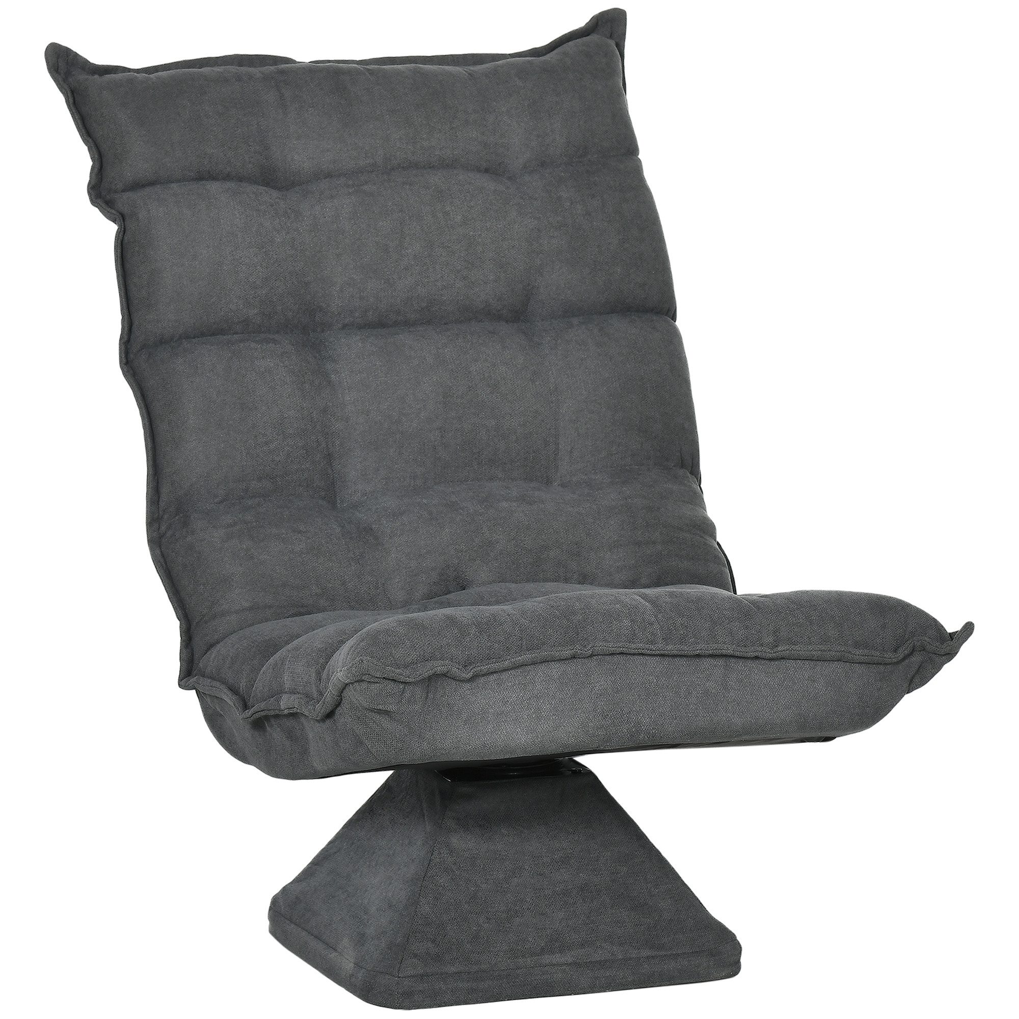 MC Star Relaxsessel Bodenstuhl Bodensofa mit verstellbarer Rückenlehne (drehbarer Relaxsessel, Bodensitzkissen für Wohnzimmer und Büro, grau aus Mikrofaser)