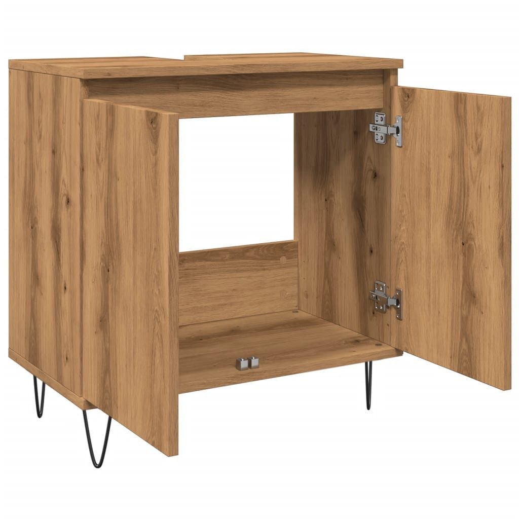 vidaXL Badezimmer-Set Badschrank Artisan-Eiche 58x33x60 cm Holzwerkstoff, (1-St)