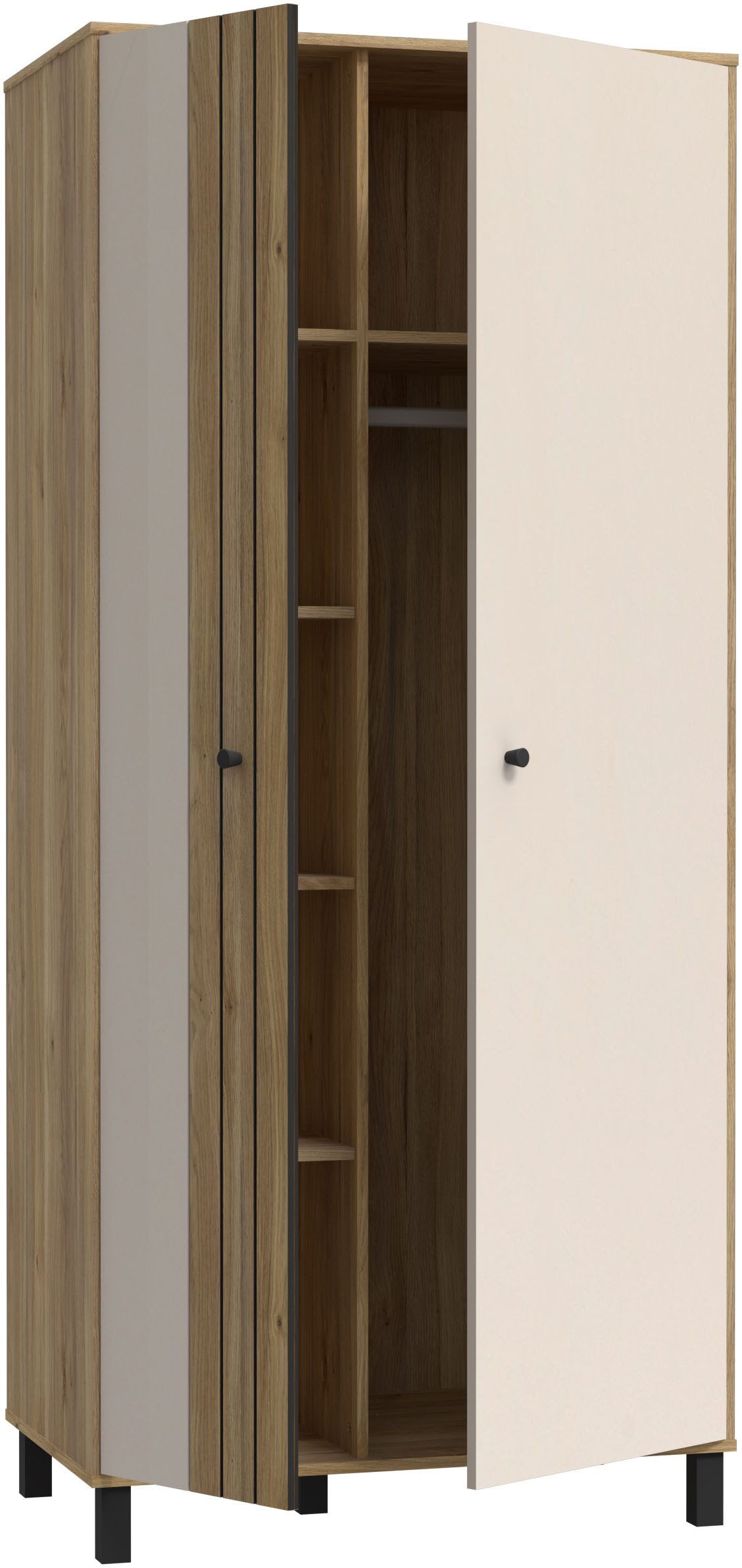 FORTE Highboard Killarney, Schrank, Stauraum, Soft Close, Kleiderstange