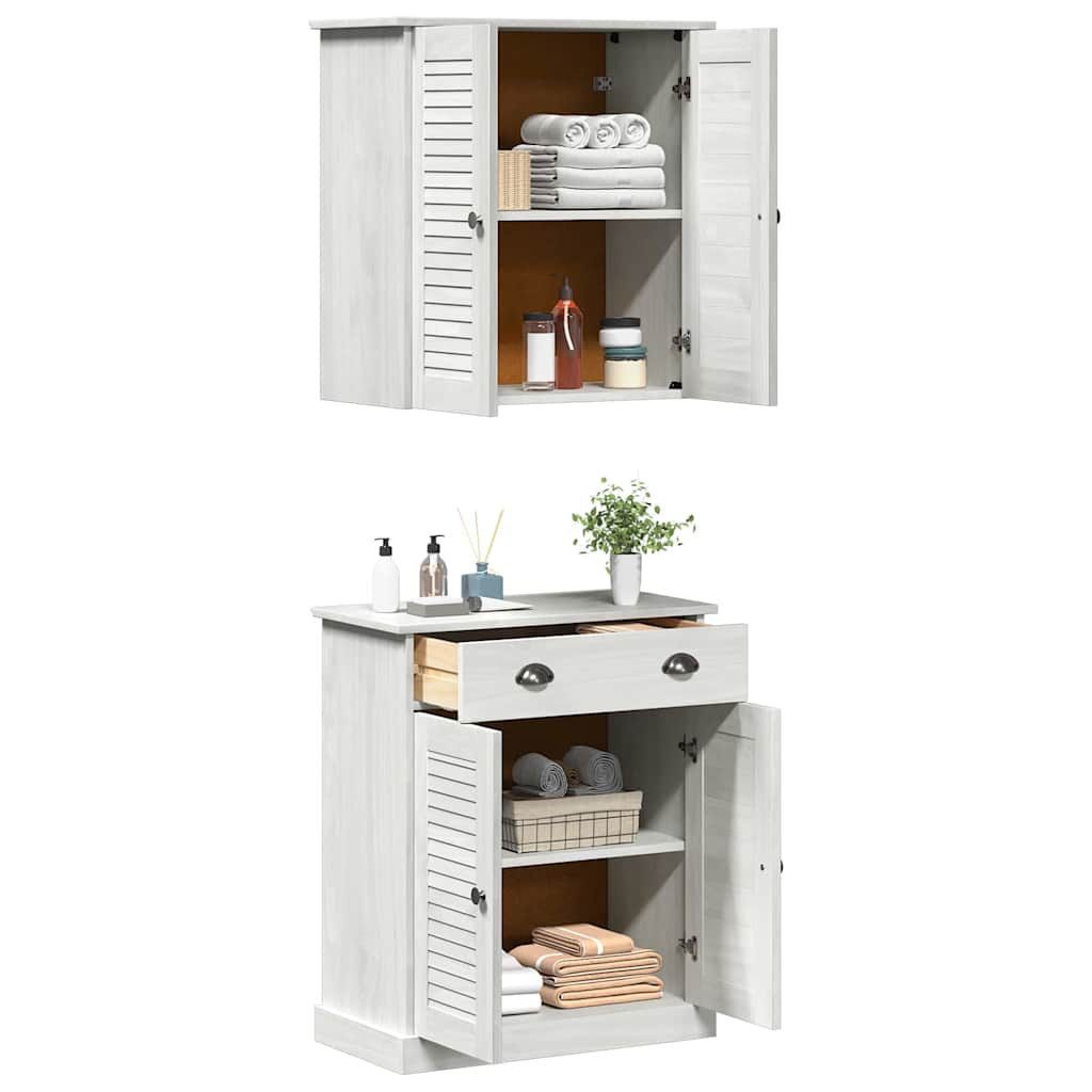 vidaXL Badezimmerspiegelschrank Badezimmermöbel-Set VIGO 2 Stk. Weiß und Antikweiß (2-St)