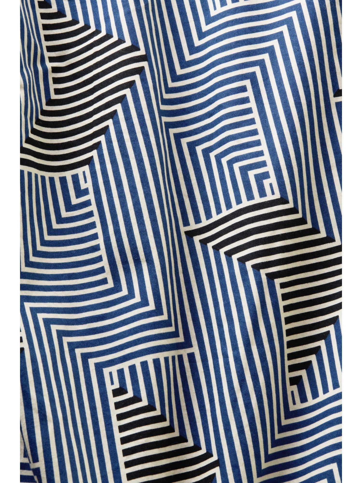 normaler Langarmhemd BLUE Passform mit geometrischem in Print BRIGHT Esprit Hemd