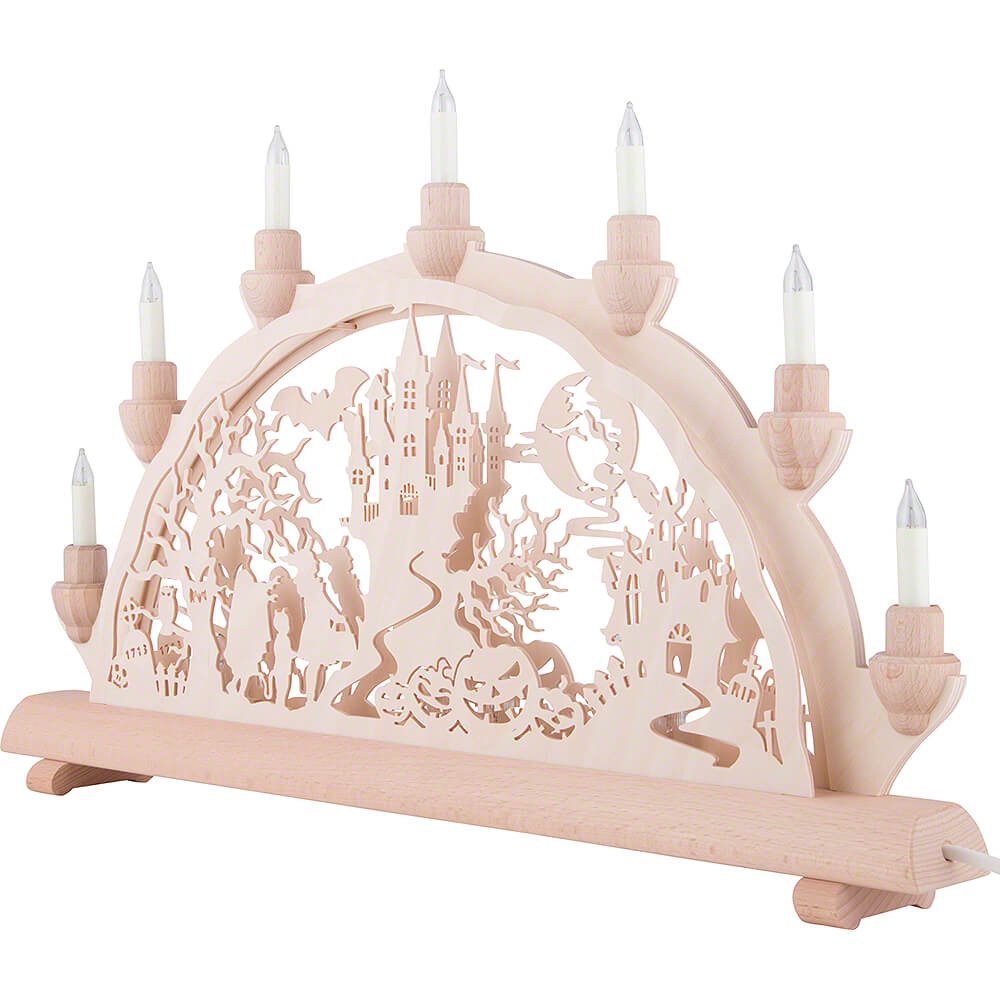 Erzgebirge-Palast Schwibbogen 3D-Doppelschwibbogen Halloween Spukschloss (50x32cm) von Schlick & Tür