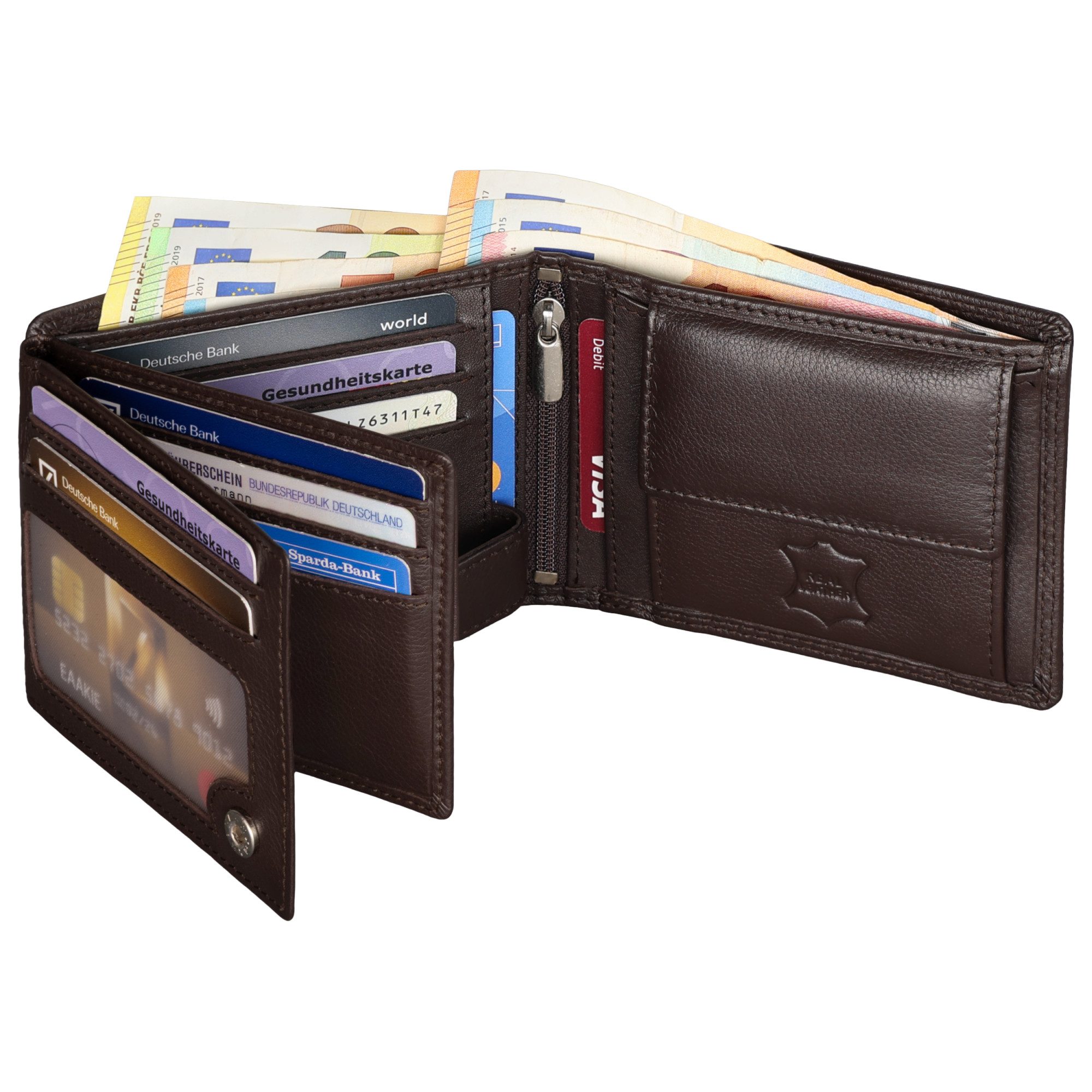 Geldbörse RFID echt Leder Portemonnaie Geldbörse Herren Rindleder