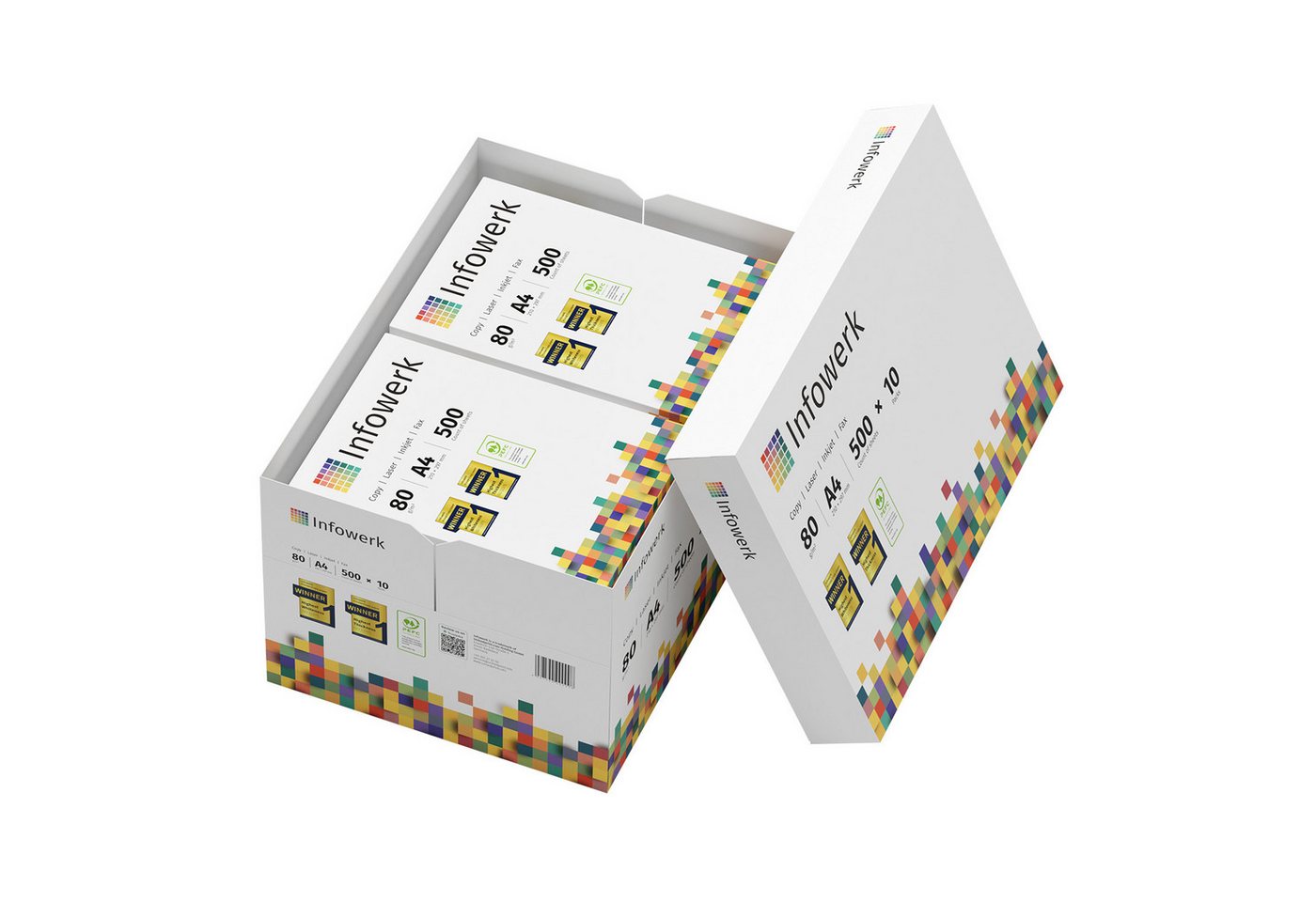 Thumbnail - Infowerk Druckerpapier Kopierpapier 5000 Blatt A4 80g Premium Weiß Testsieger PEFC