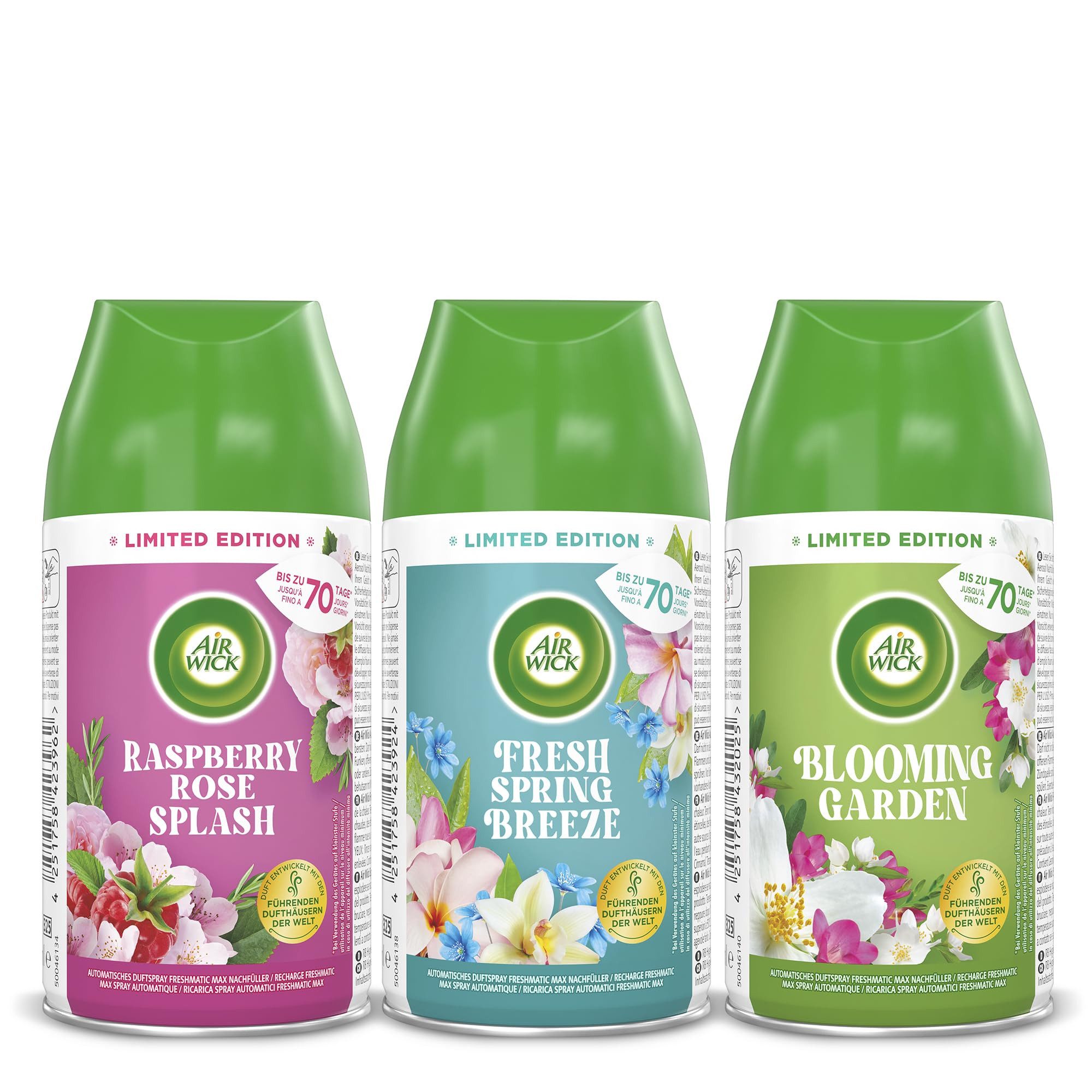 Air Wick Raumduft Freshmatic Max Nachfüller Frühling Breeze & Garden & Rose 3 x 250ml (Spar-Set, 3-St., Automatisches Duftspray), mit ätherischen Ölen