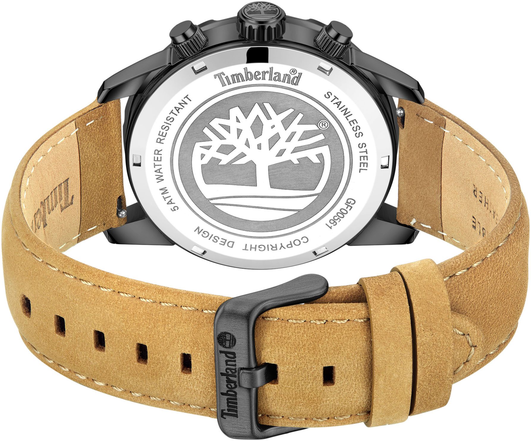Timberland Chronograph HAMPTON HARBOUR TDWGF0056101, Quarzuhr, Armbanduhr, Herrenuhr, Lederarmband, Stoppfunktion, Datum