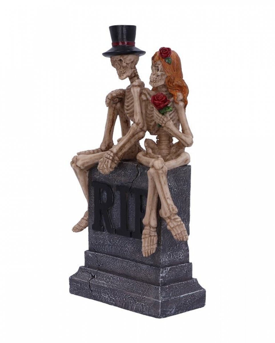 Horror-Shop Dekofigur Skelett Hochzeitspaar auf 17cm Grabstein