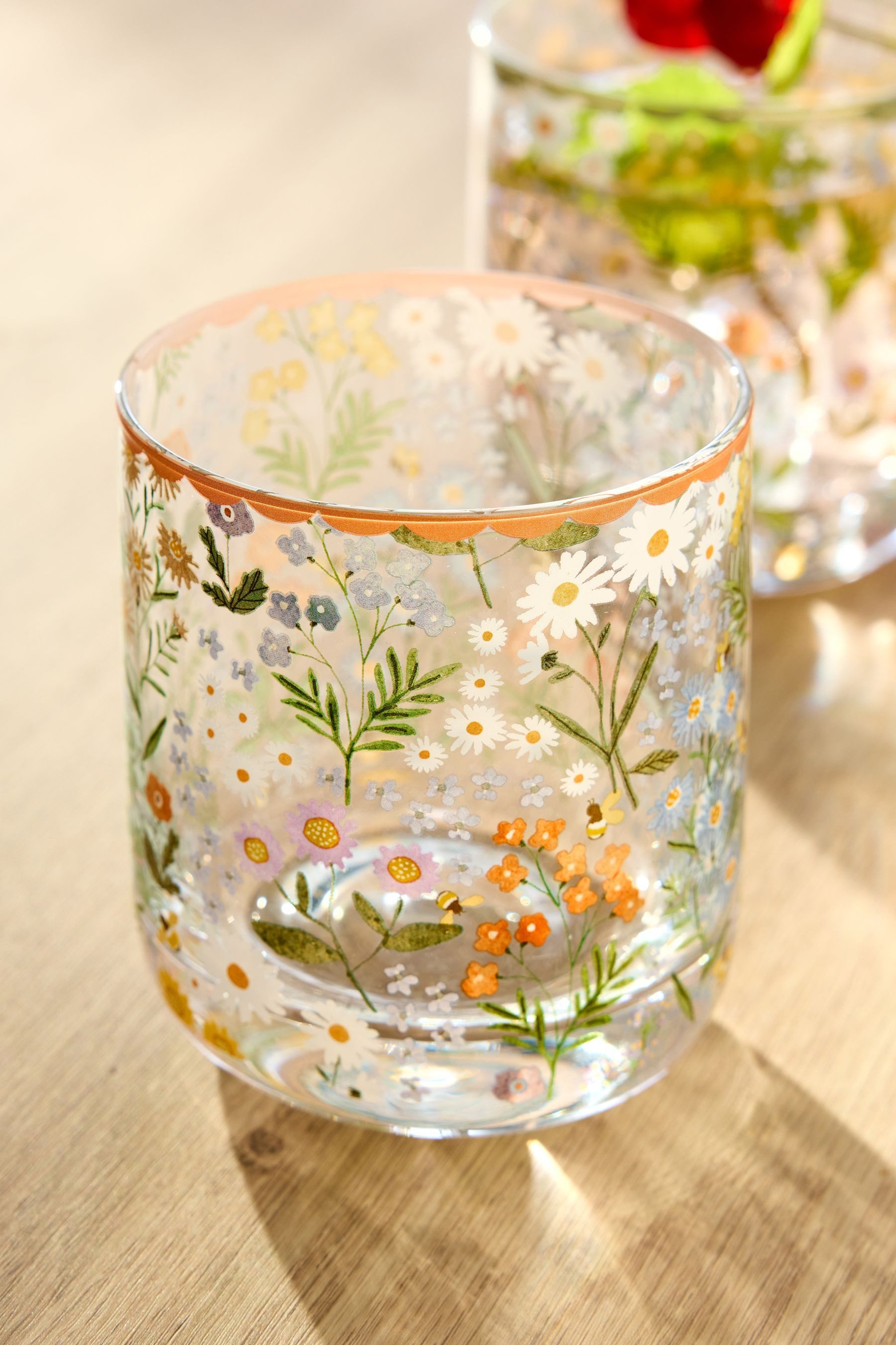 Next Tumbler-Glas 4er-Set Maisie Tumbler-Gläser mit Blumenmuster, 4-tlg., Glas