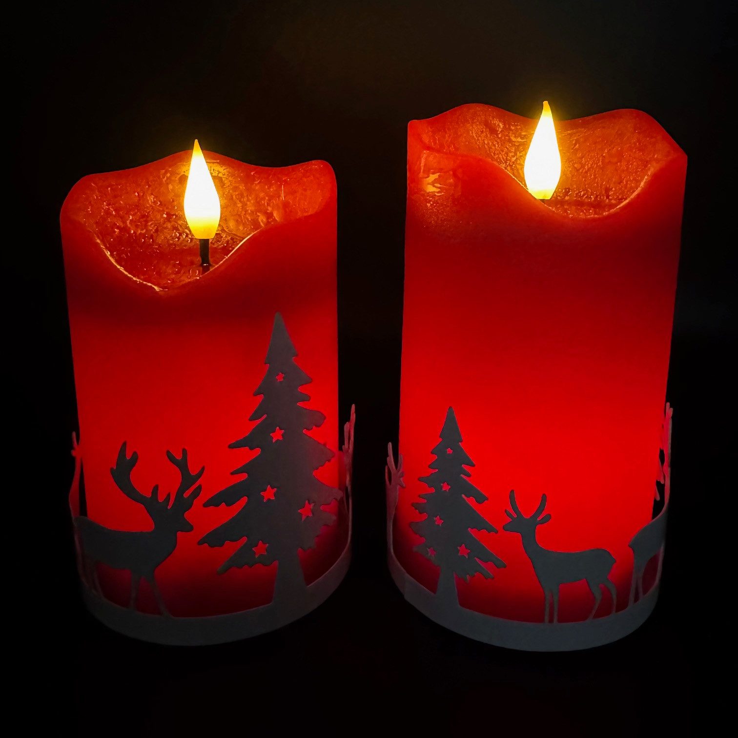 Online-Fuchs Kerzenständer - 4 einzelne Kerzenhalter Waldszene für Stumpenkerzen (Kerzensteller, weiß), schlicht, modern zeitlos im Design