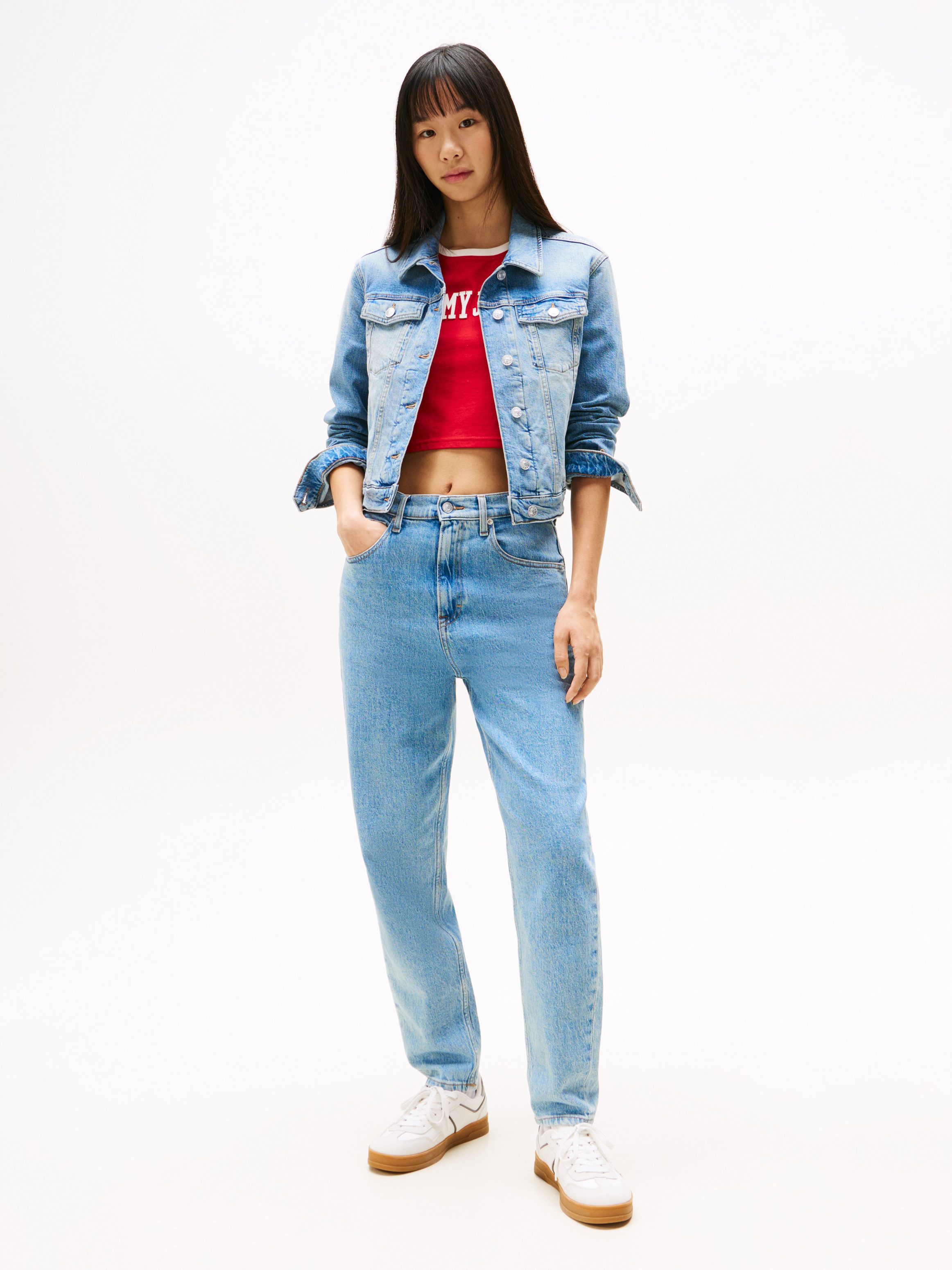 Tommy Jeans Tapered-fit-Jeans High waist - Mom-Jeans Tapered Mit Tommy Hilfiger Logo-Flag auf der Gesäßtasche