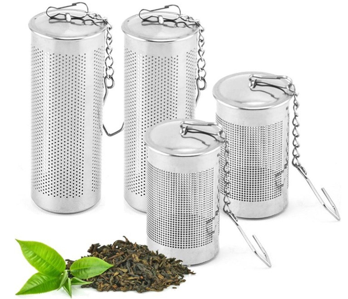 XDeer Teesieb 4 Stück Edelstahl,Tee für Teeei Teesieb, Verschiedenen Teezange Sieb aus Gewürzsieb Teefilter, Losen Tee,Tee-Ei (4-St), in Edelstahl,Teeei