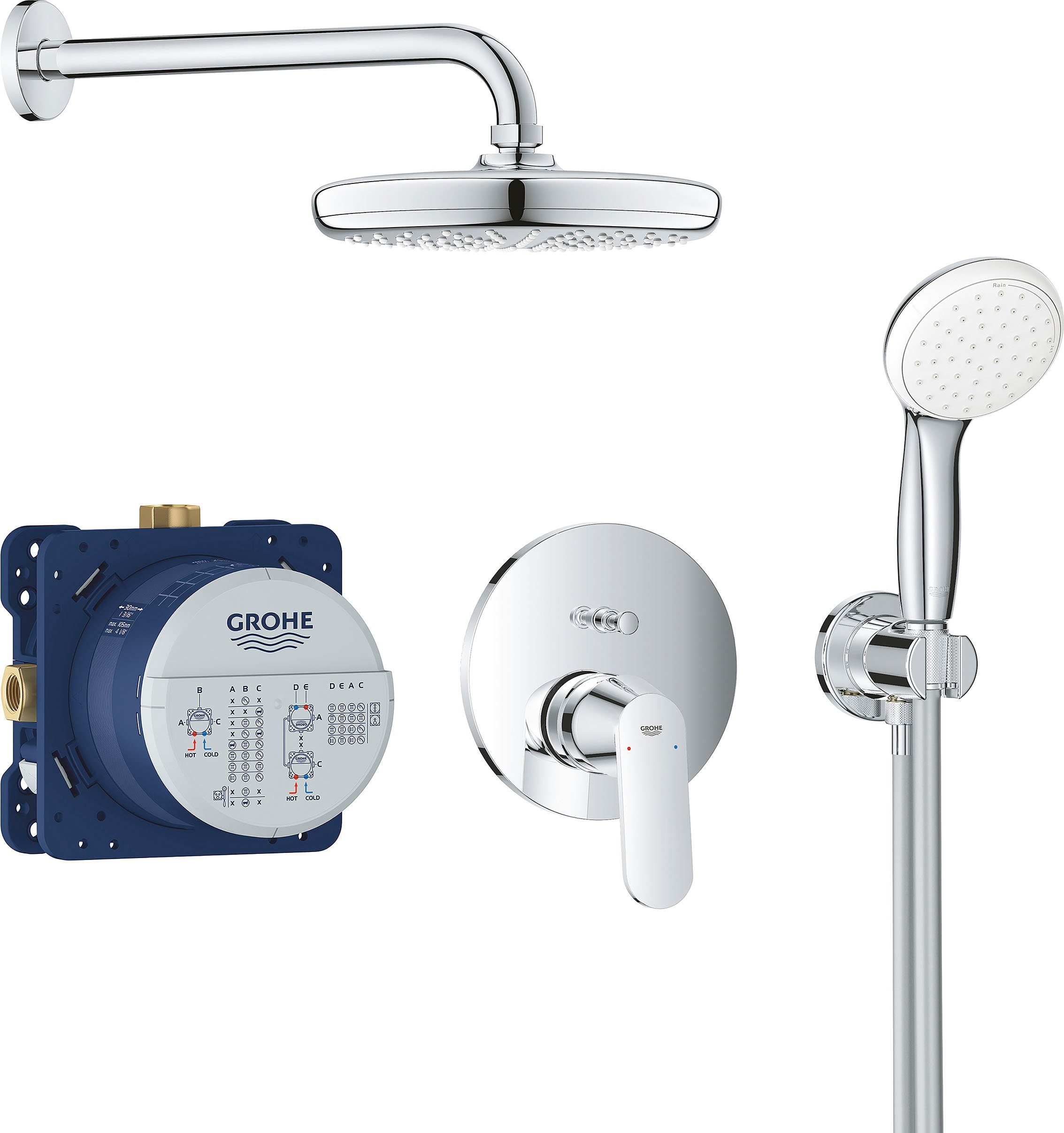 Grohe Duschsystem Eurosmart Cosmopolitan, 2 Strahlart(en), Packung, mit Wassersparfunktion | Duscharmaturen