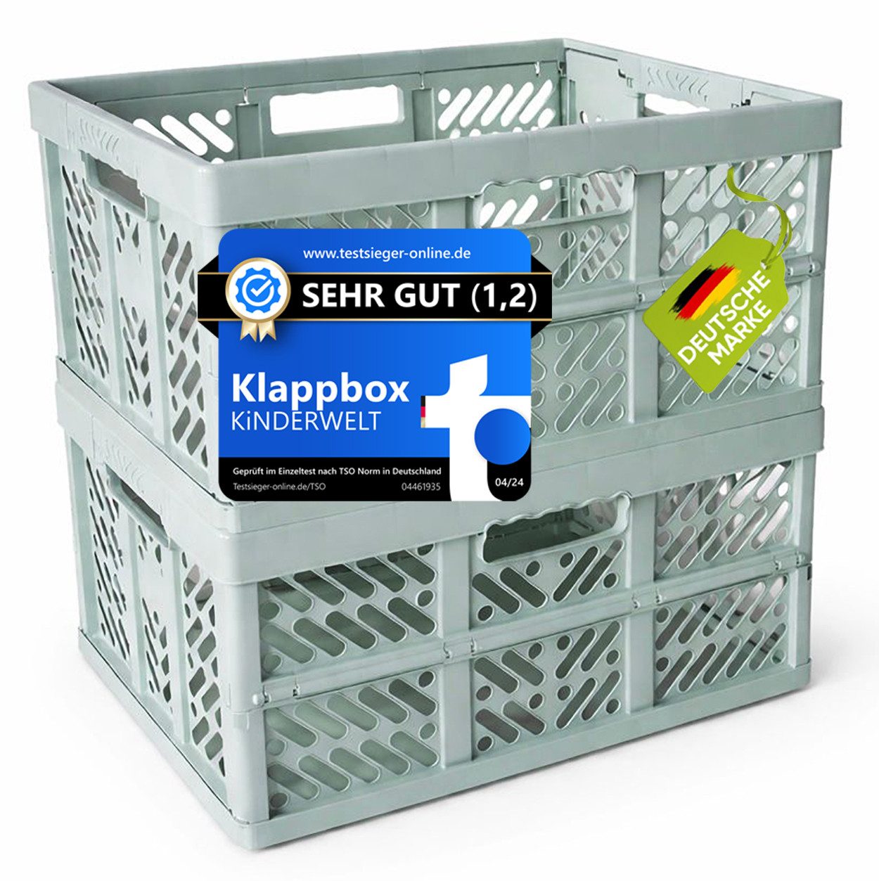 KiNDERWELT Klappbox 2x Faltbox 45 L mit Soft-Touch Griffen, aus hochwertigem Kunststoff