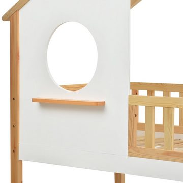 Merax Etagenbett, Kinderbett 90x200cm, Hochbett mit Leiter, Kiefernholz, 2 Einzelbetten