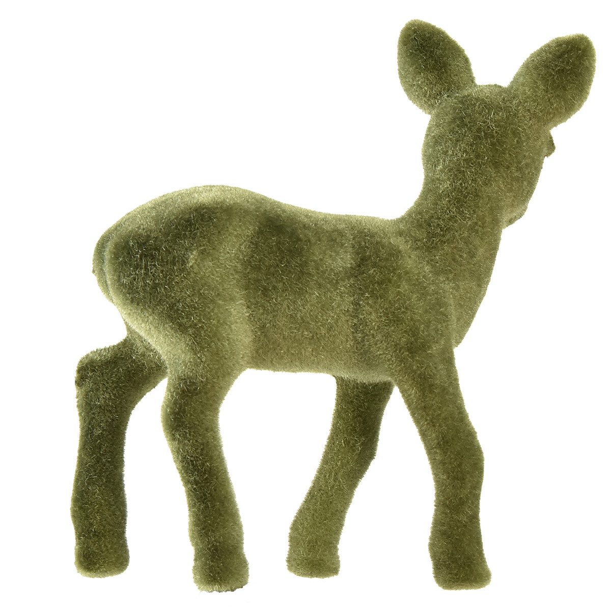 Florists Products Weihnachtsmann Dekofigur Reh Kitz beflockt grün - Weihnachtsdeko Set 6 Stück