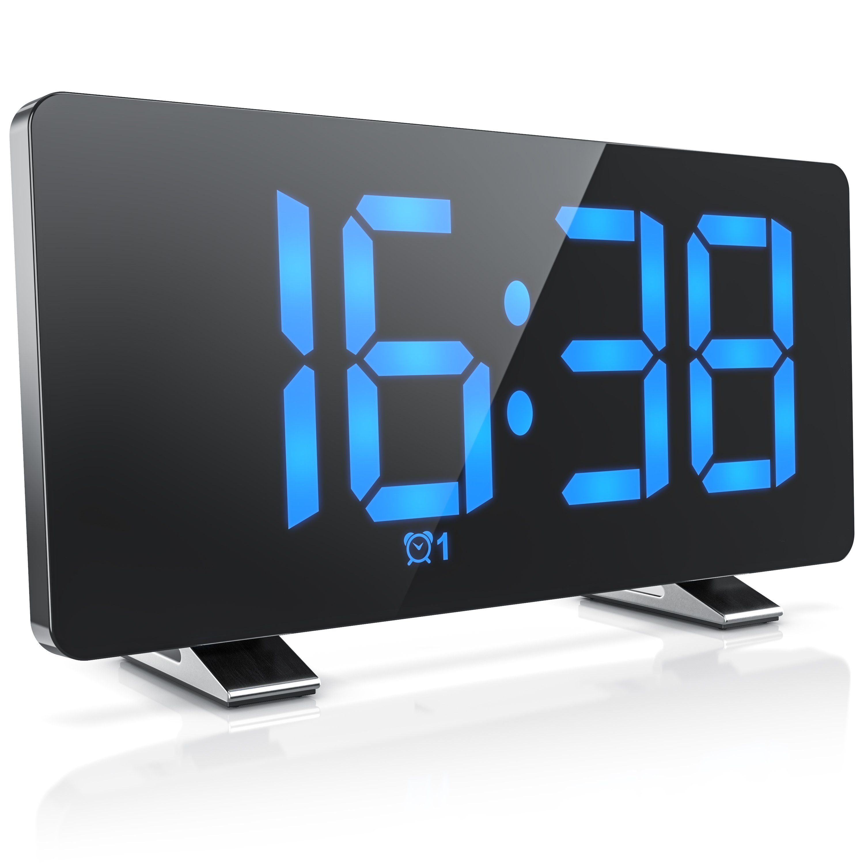 PEDEA FM Radiowecker mit induktiver QI-Ladefunktion und dimmbarem Display Dual Alarm und Sleep-Timer schwarz Snooze 