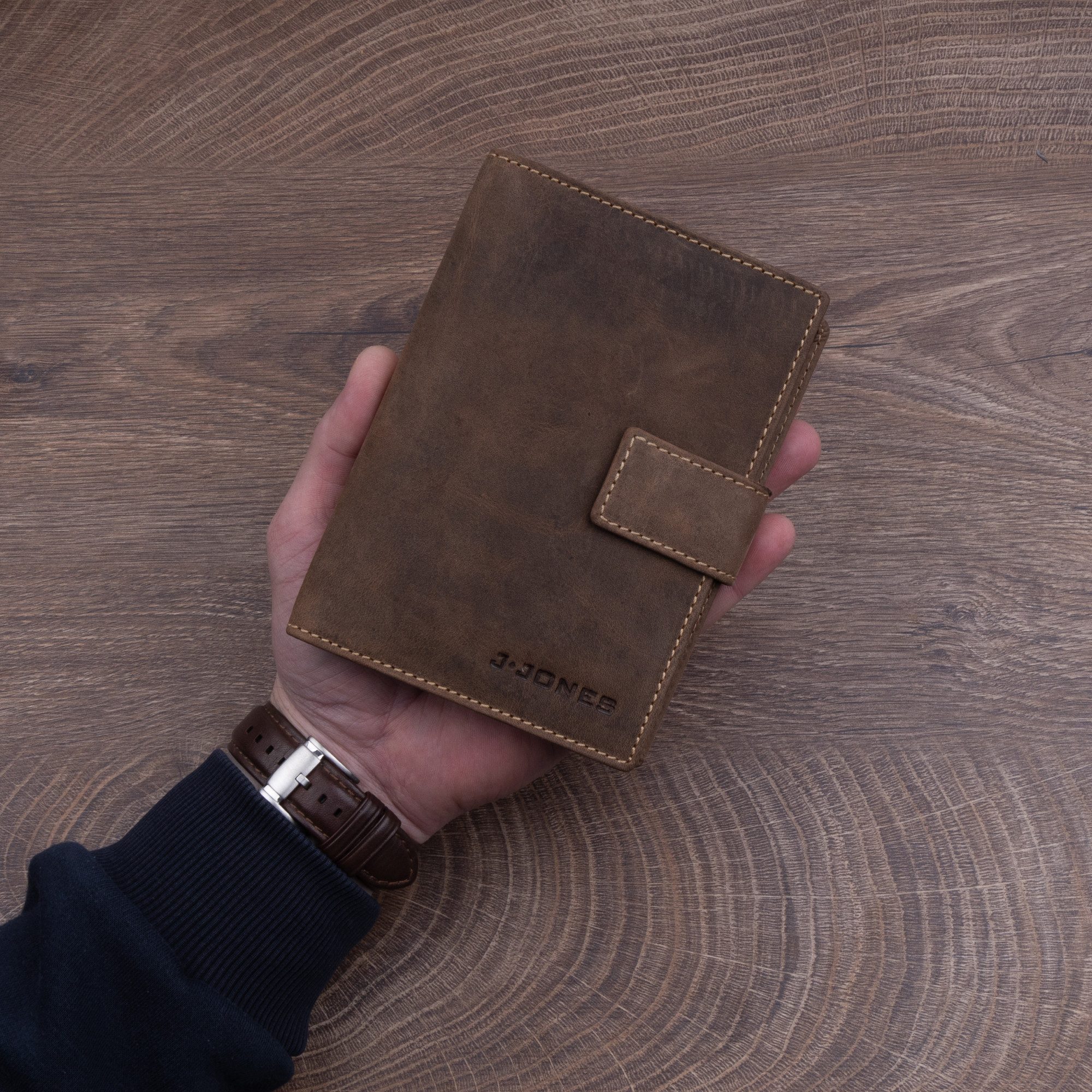 J.Jones Geldbörse Herren Leder Brieftasche RFID große Geldbörse Reisepass Geldbeutel, RFID Schutz