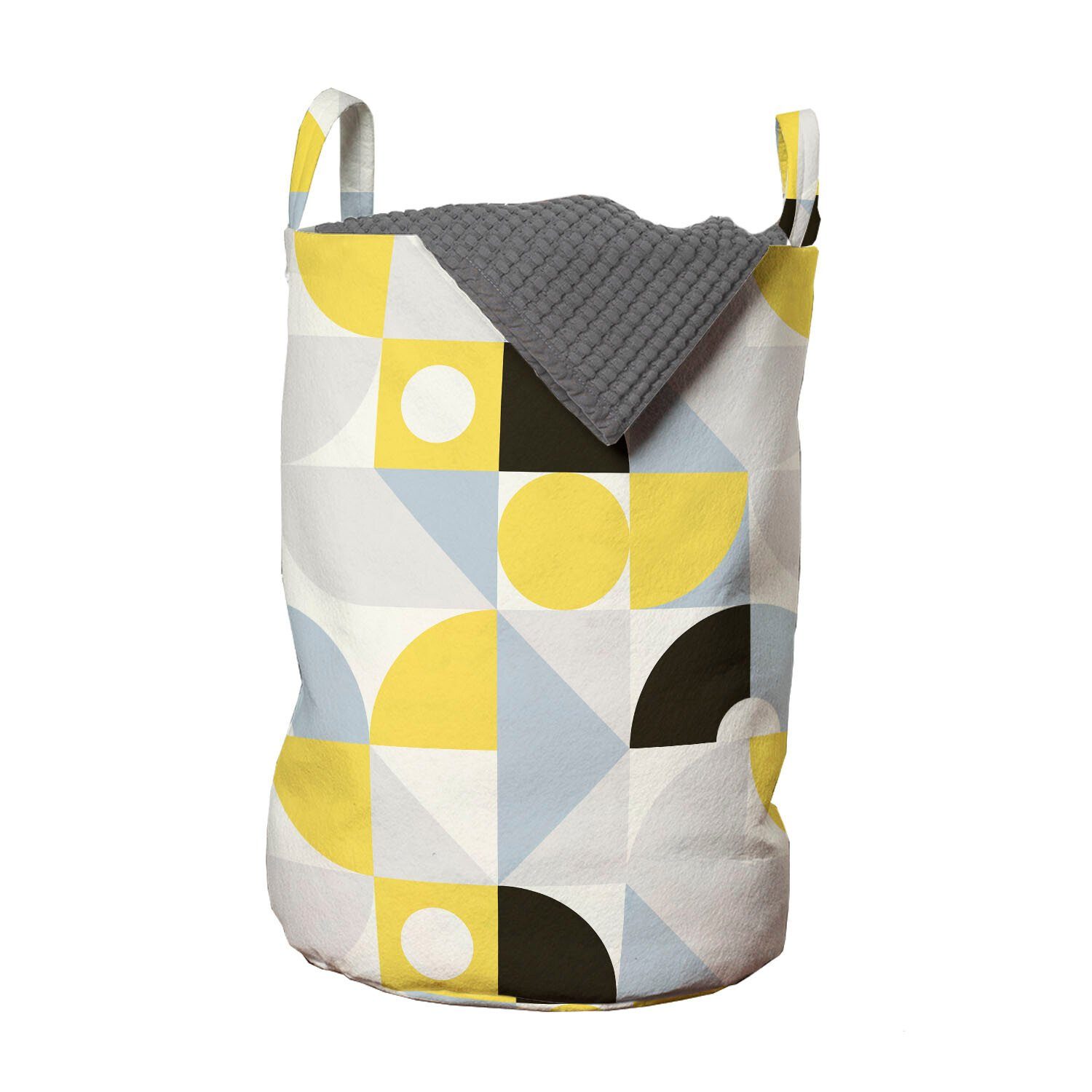 Abakuhaus Wäschesäckchen Wäschekorb mit Griffen Kordelzugverschluss für Waschsalons, Abstrakt Einfache geometrische Symbole