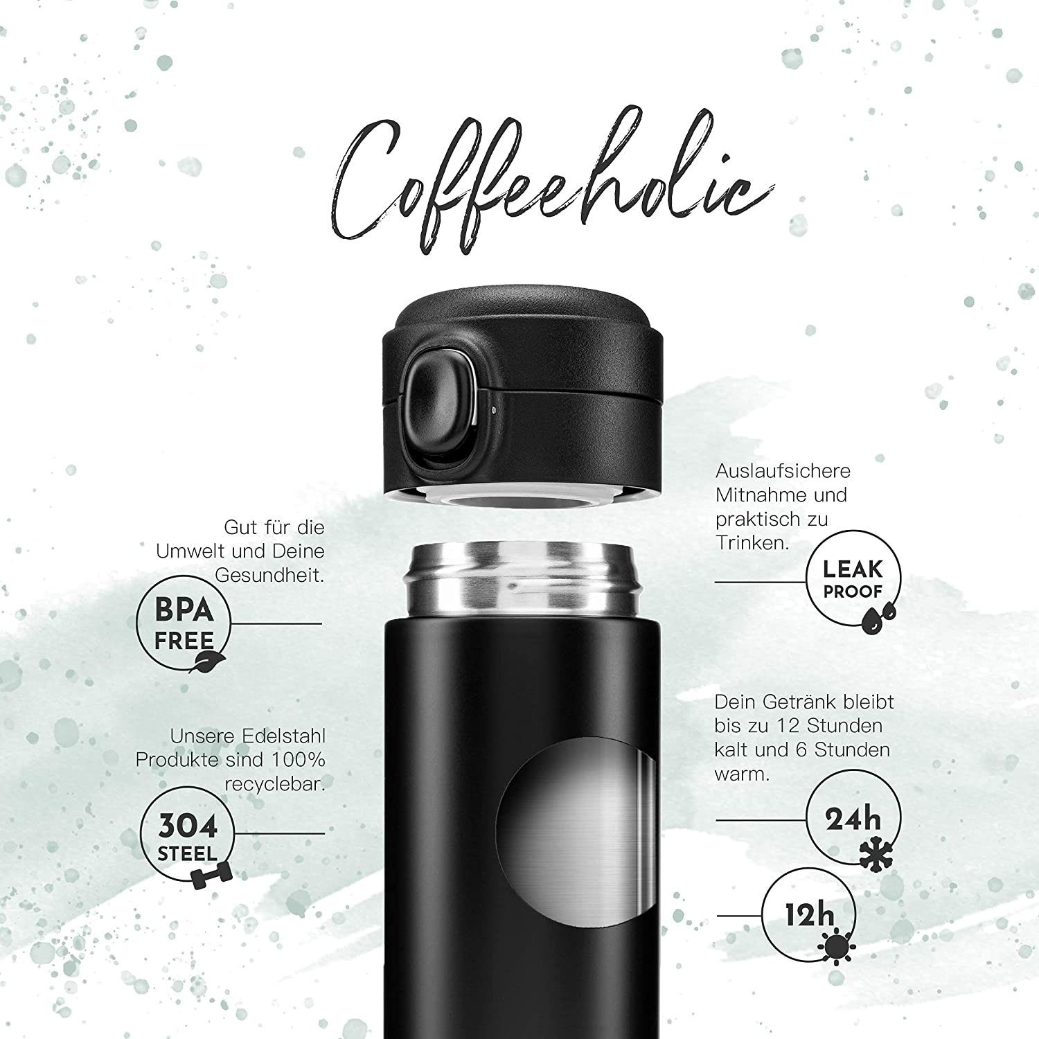 BOHORIA Thermobecher BOHORIA® Coffeeholic Grande (450ml) Thermobecher Kaffeebecher to Go