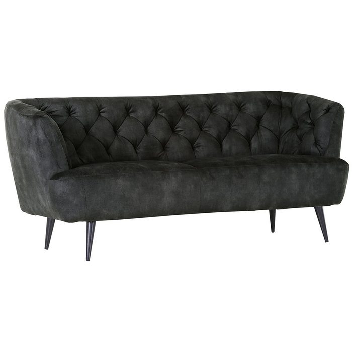 Lomadox 2-Sitzer TARRAS-123 Chesterfield Sofa für Wohn- oder Esszimmer in dunkelgrau 190/83/70 cm