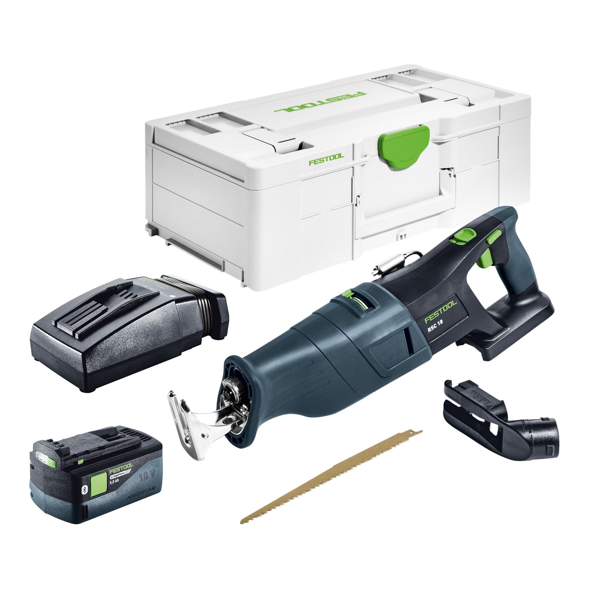 FESTOOL Akku-Reciprosäge RSC 18 EB-Basic Akku Säbelsäge 18 V Brushless + 1x Akku 5,0 Ah