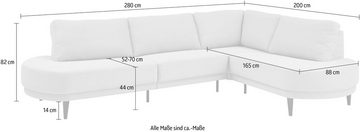 ATLANTIC home collection Ecksofa Ronny L-Form, wahlweise in beige, mit Wellenunterfederung, rechts/links montierbar