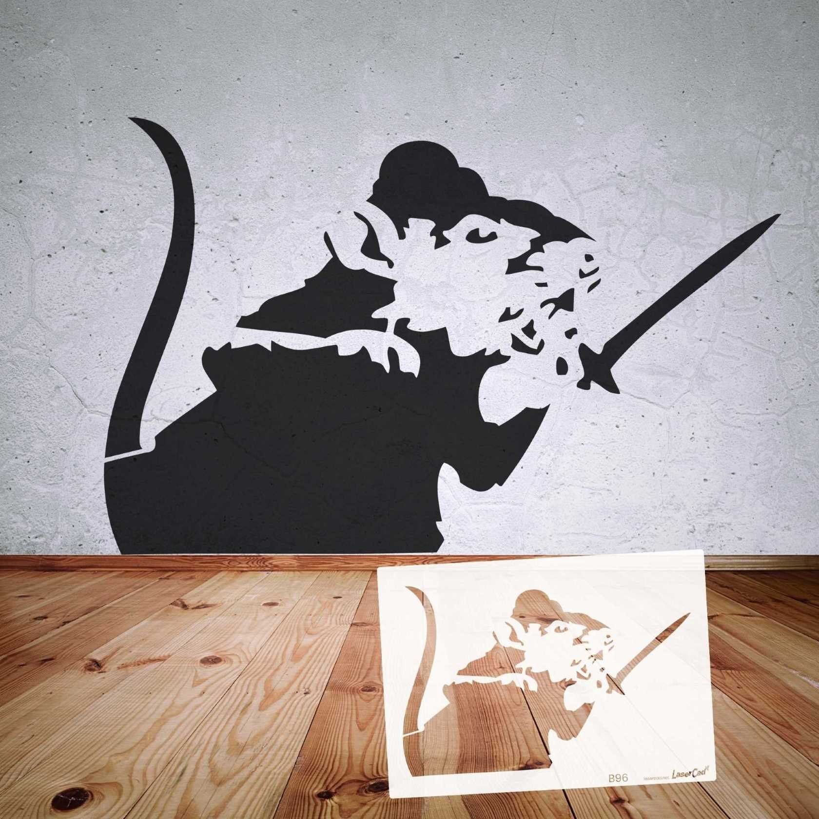Thumbnail - LaserCad Motivschablone BANKSY Streetart für Graffiti, Airbrush, Deko