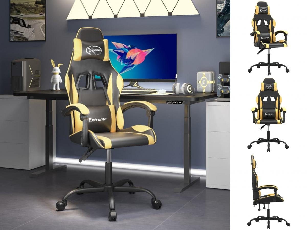 vidaXL Bürostuhl Gaming-Stuhl Schwarz Golden Kunstleder und