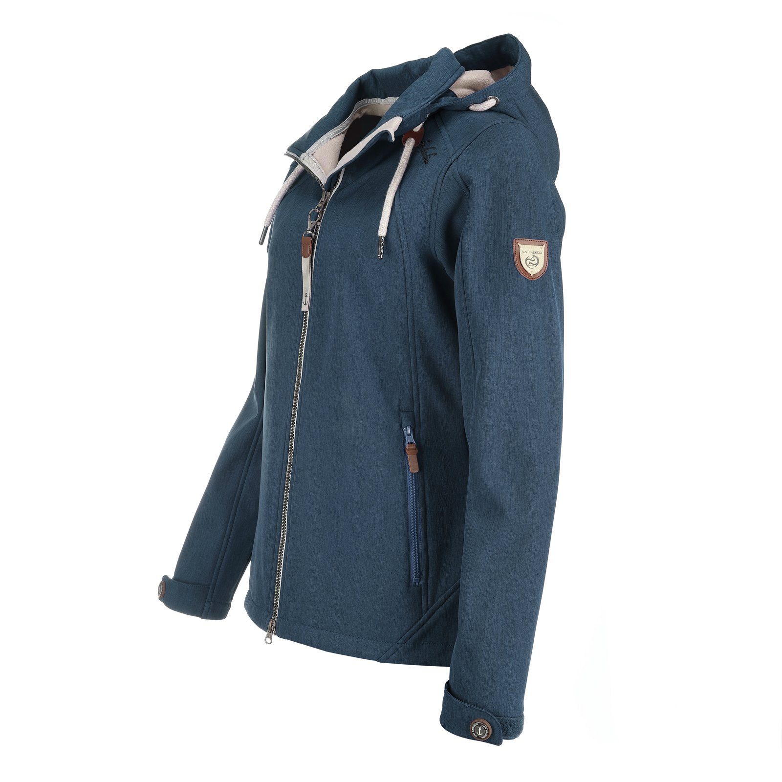 & atmungsaktiv Jacke Dry meliert navy melange Softshelljacke Fashion - wasserabweisend Damen mit Damp Kapuze