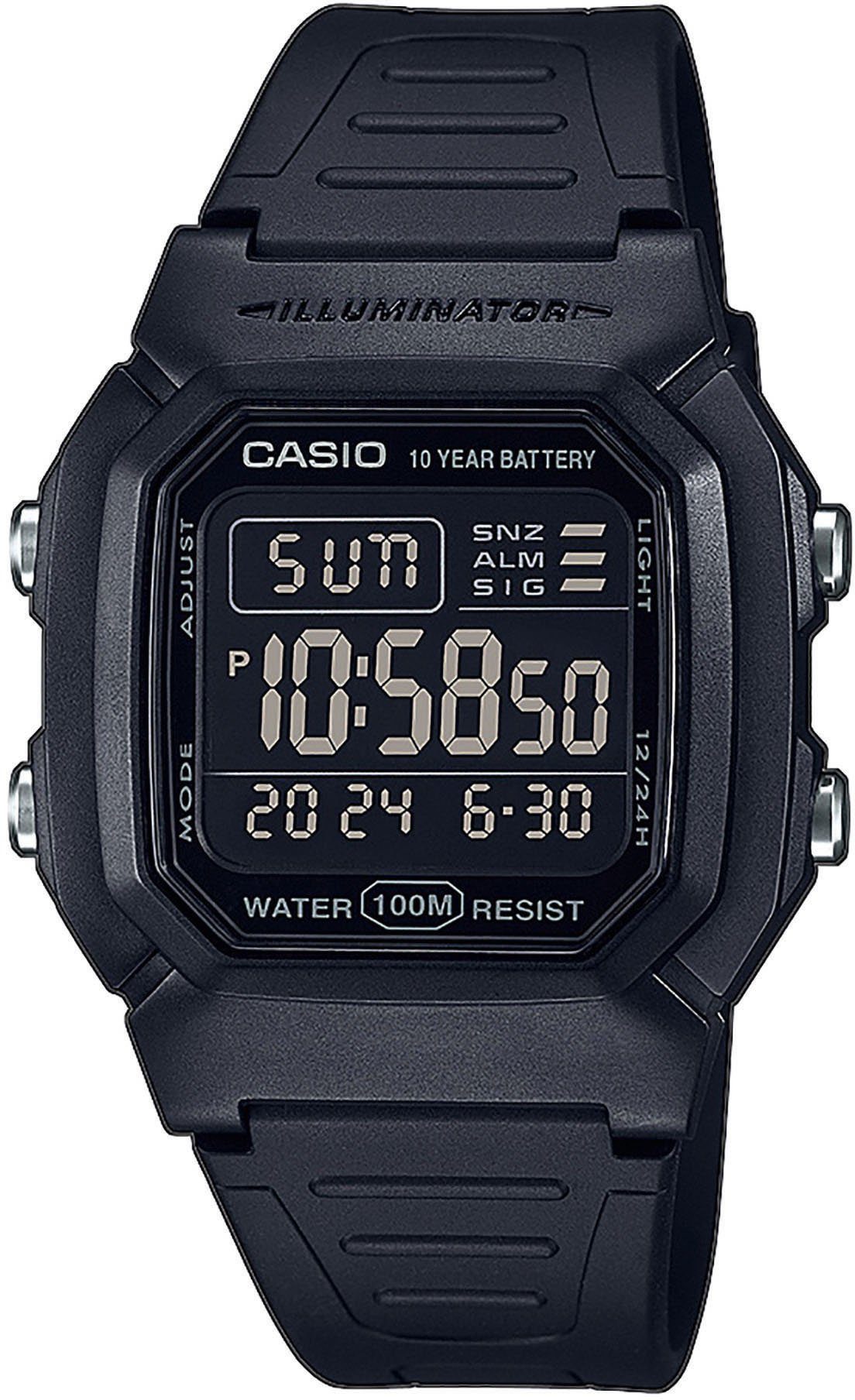 CASIO TIMELESS COLLECTION Chronograph W-800H-1BVES, Quarzuhr, Armbanduhr, Herrenuhr, Digitaluhr, Kalender, Stoppfunktion