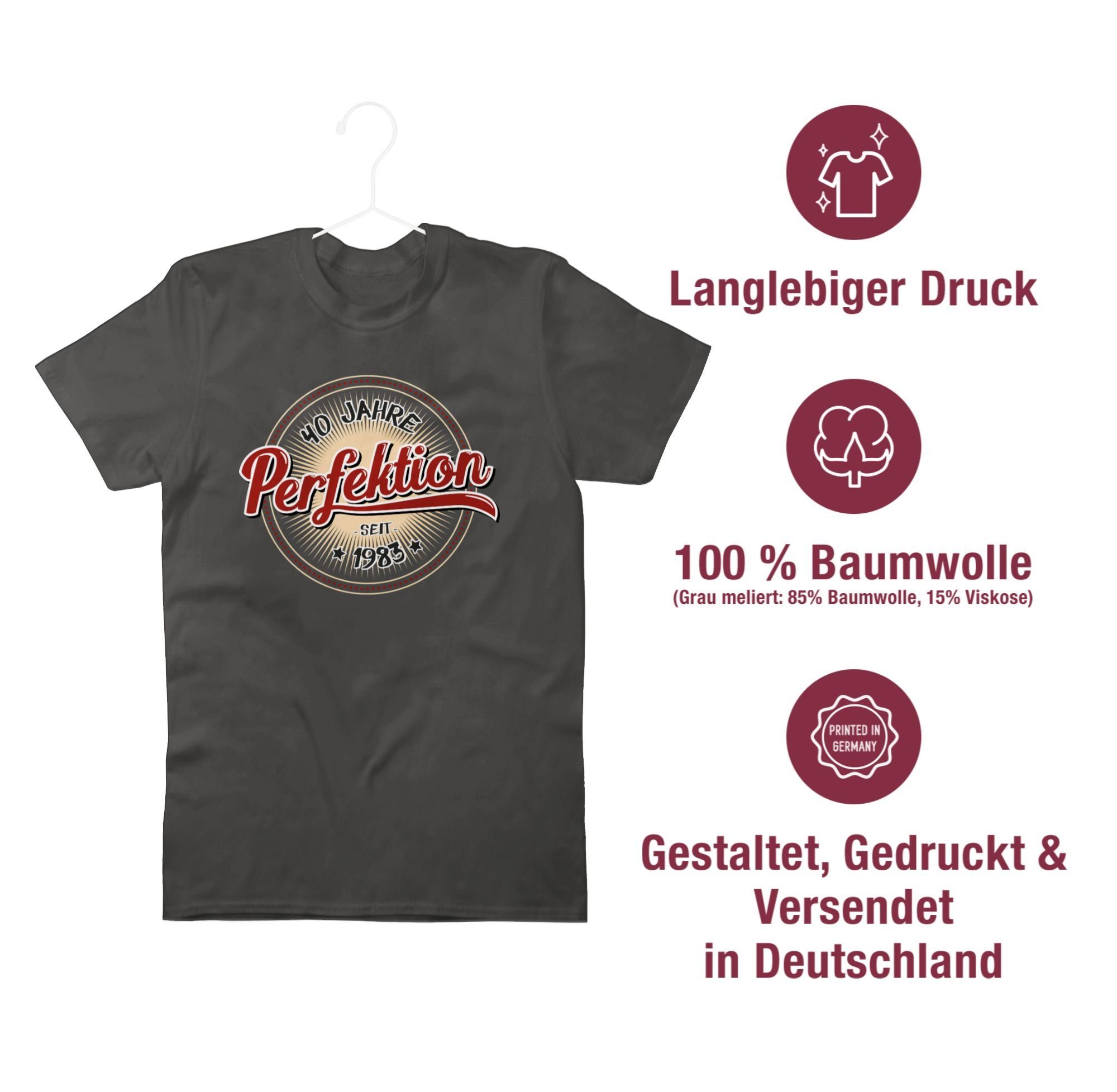 40. Jahre Shirtracer Geburtstag 2 Perfektion Vierzig T-Shirt Dunkelgrau 1983 seit