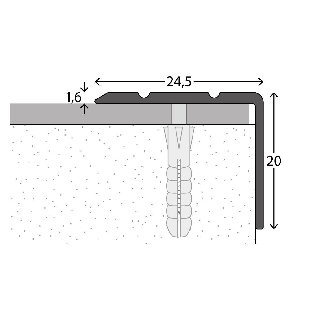 prinz Übergangsprofil Treppenkantenprofil Nr. 162, 90 cm silber